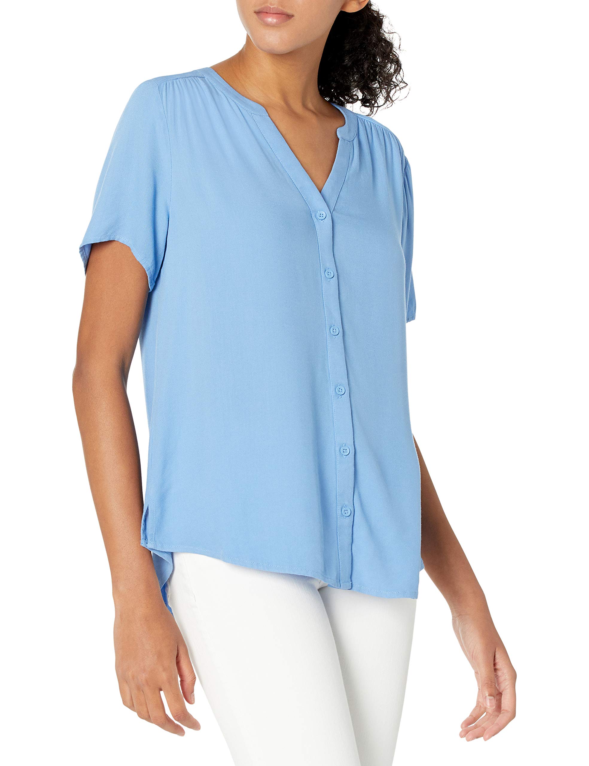 Amazon Essentials Women's Short-Sleeve Woven Blouse - Comfortable Casual Shirt for Work & Everyday Wear | Breathable Lightweight Top for Office, Outings & Summer Outfits