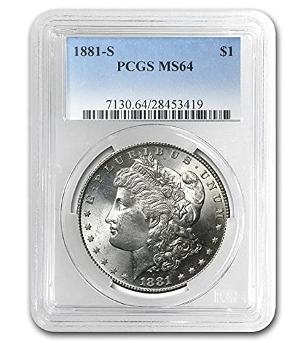 1881 S Silver Morgan Dollar $1 Coin - PCGS MS-64 Certified (Green Label) | Rare Collectible Silver Coin for Investment & Display | Perfect for Coin Collectors & History Enthusiasts