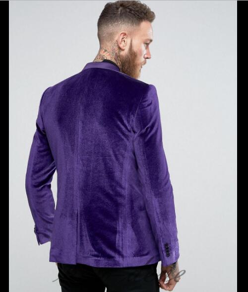 Stylish Purple Velvet Blazer Suit for Men - Peak Lapel Formal 2-Piece Set (Jacket & Pants) WX213 - Perfect for Prom, Weddings & Evening Events