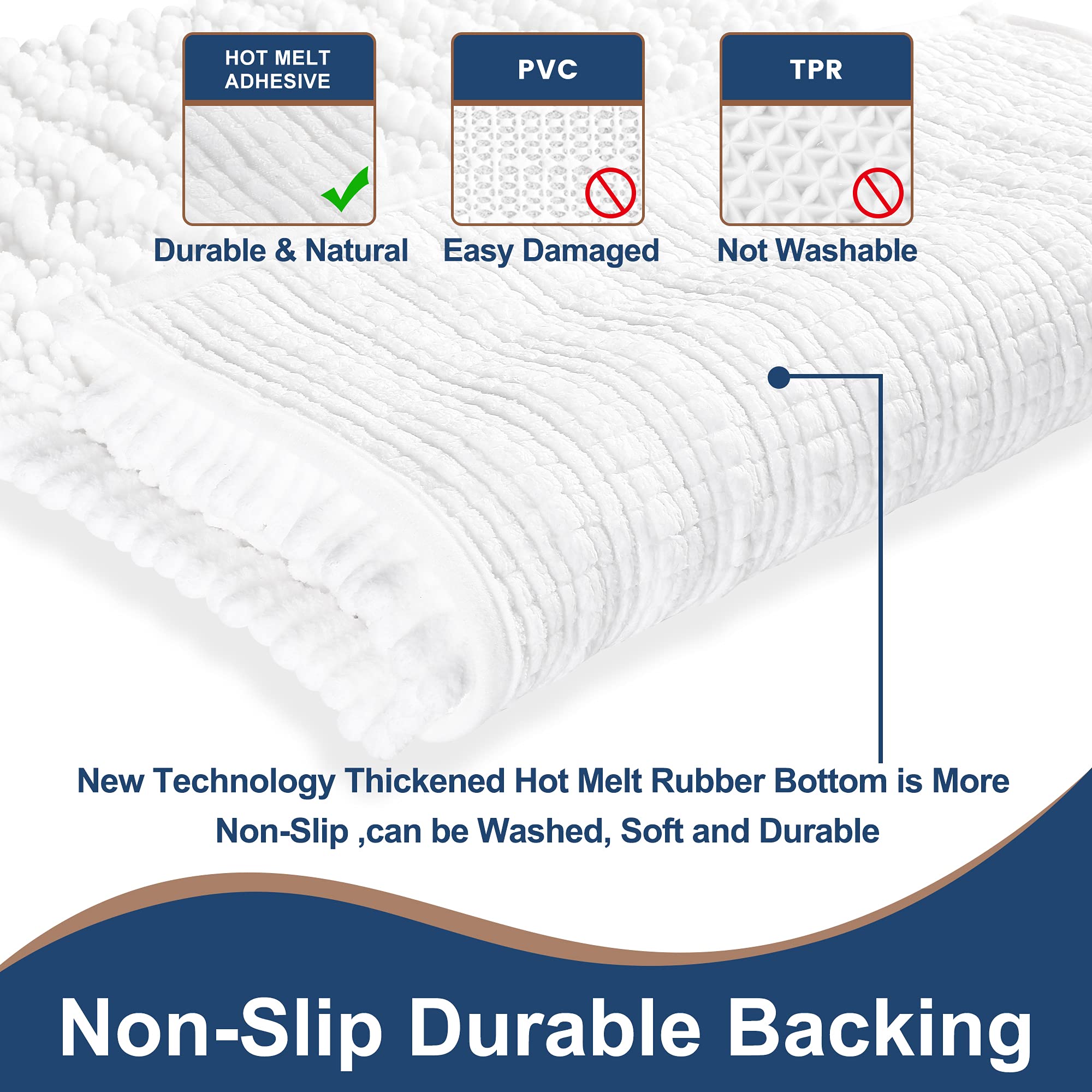 FLOLEOPA Ultra Soft Plush Microfiber Bathroom Rugs - Super Absorbent Non-Slip Machine Washable Bath Mats for Shower, Tub & Bathroom Floor (27.5x47 Inches, White) - Perfect for Cozy Bathrooms & Spa-Like Showers