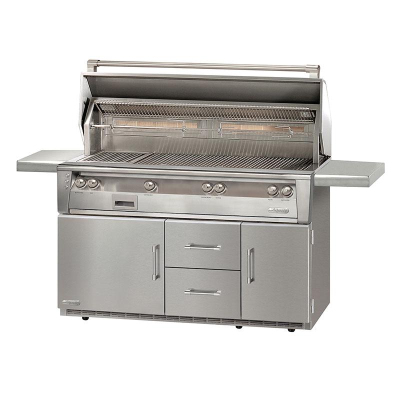 Premium 56-Inch Alfresco Luxury Gas Grill with Refrigerated Cart - ALXE 56BFGR NG - Perfect for Outdoor Cooking, Backyard BBQs, and Entertaining Guests