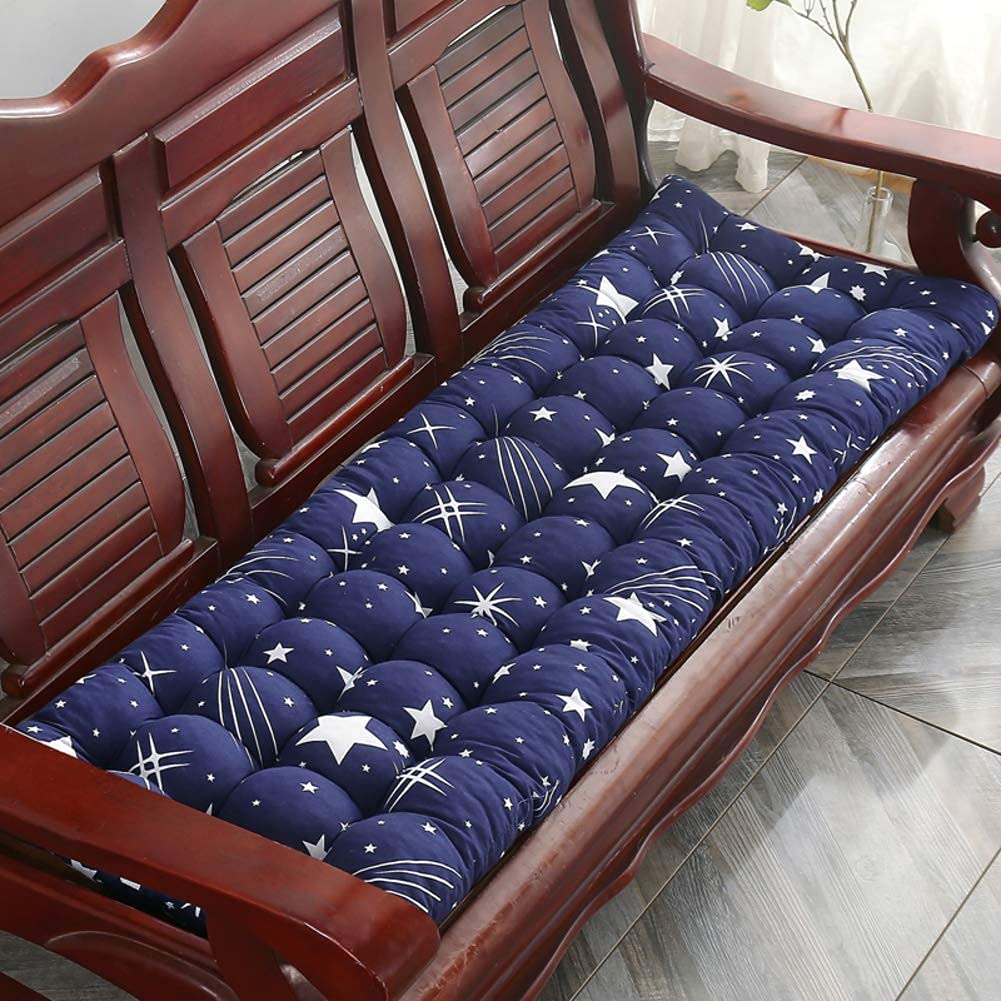 **Breathable Quilted Swing Bench Cushion for Indoor & Outdoor Use - Overstuffed Rocking Chair Seat Pad with Ties, Tibetan Blue (55x160cm/22x63in) - Perfect for Porch, Garden, and Patio Relaxation**