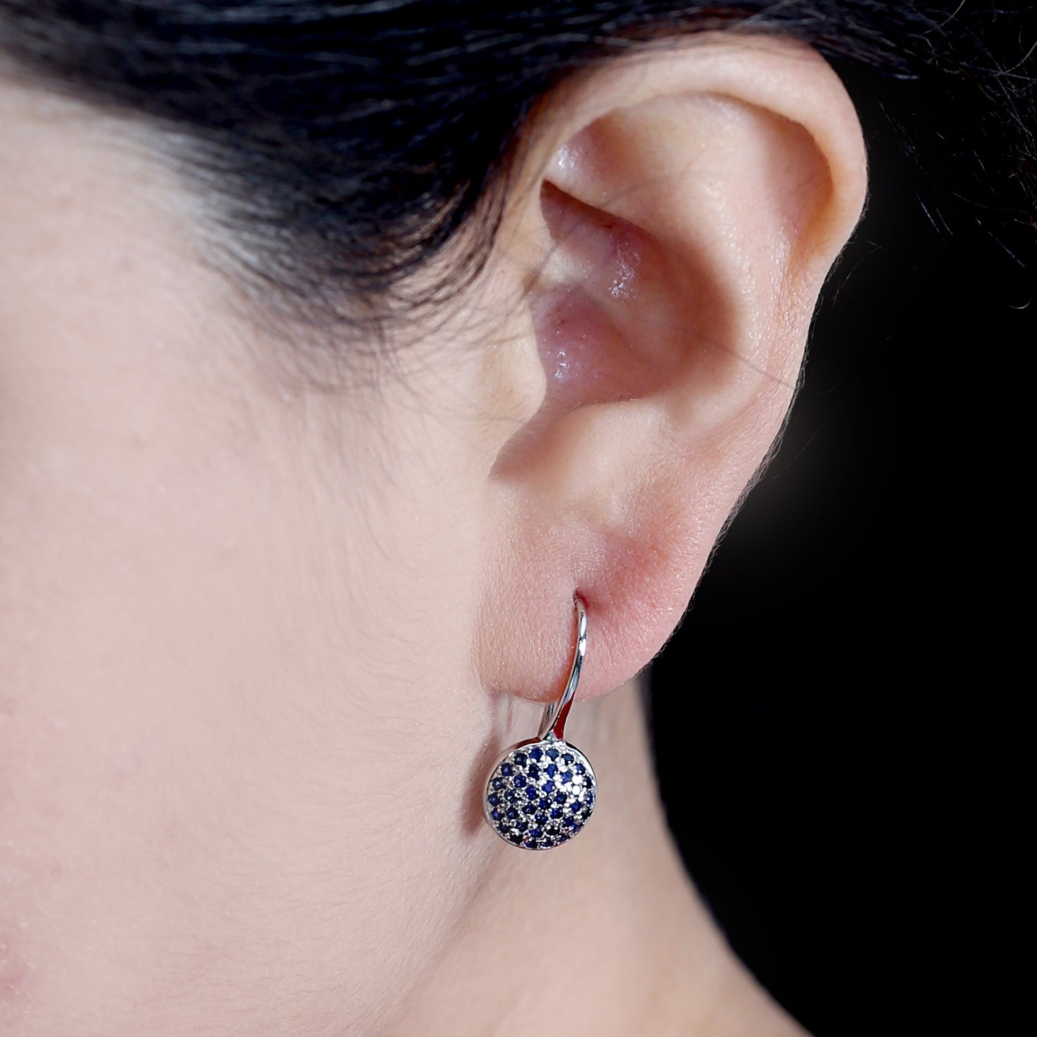 10k White Gold Blue Sapphire Ear Hook Earrings for Women - Elegant Dangle Earrings for Party, Wedding & Everyday Wear