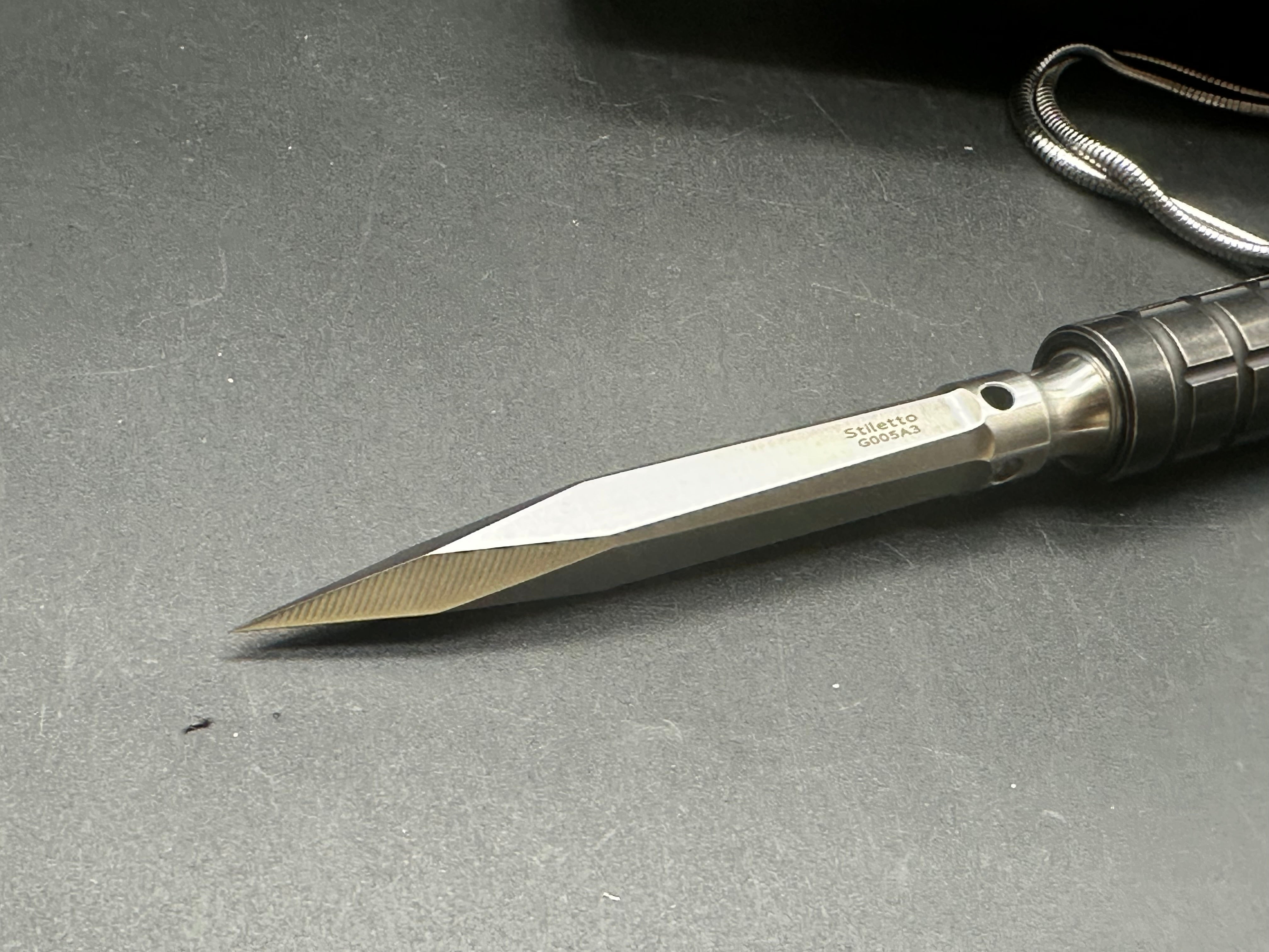 KANSEPT EDC Pocket Knife - Stiletto Style 5CR13 Steel Blade & Black Anodized Titanium Handle - Everyday Carry Tool for Camping, Hiking & Survival Gear