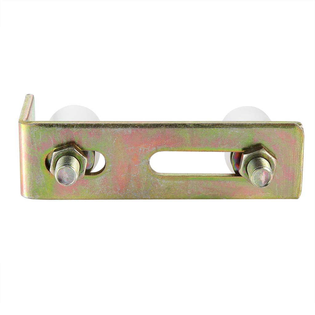 Skelang Adjustable Dual Nylon Rollers Gate Assembly - 2 Pack Slide Gate Guide Roller with L Post Bracket for Sliding Rolling Gates (2-5/16