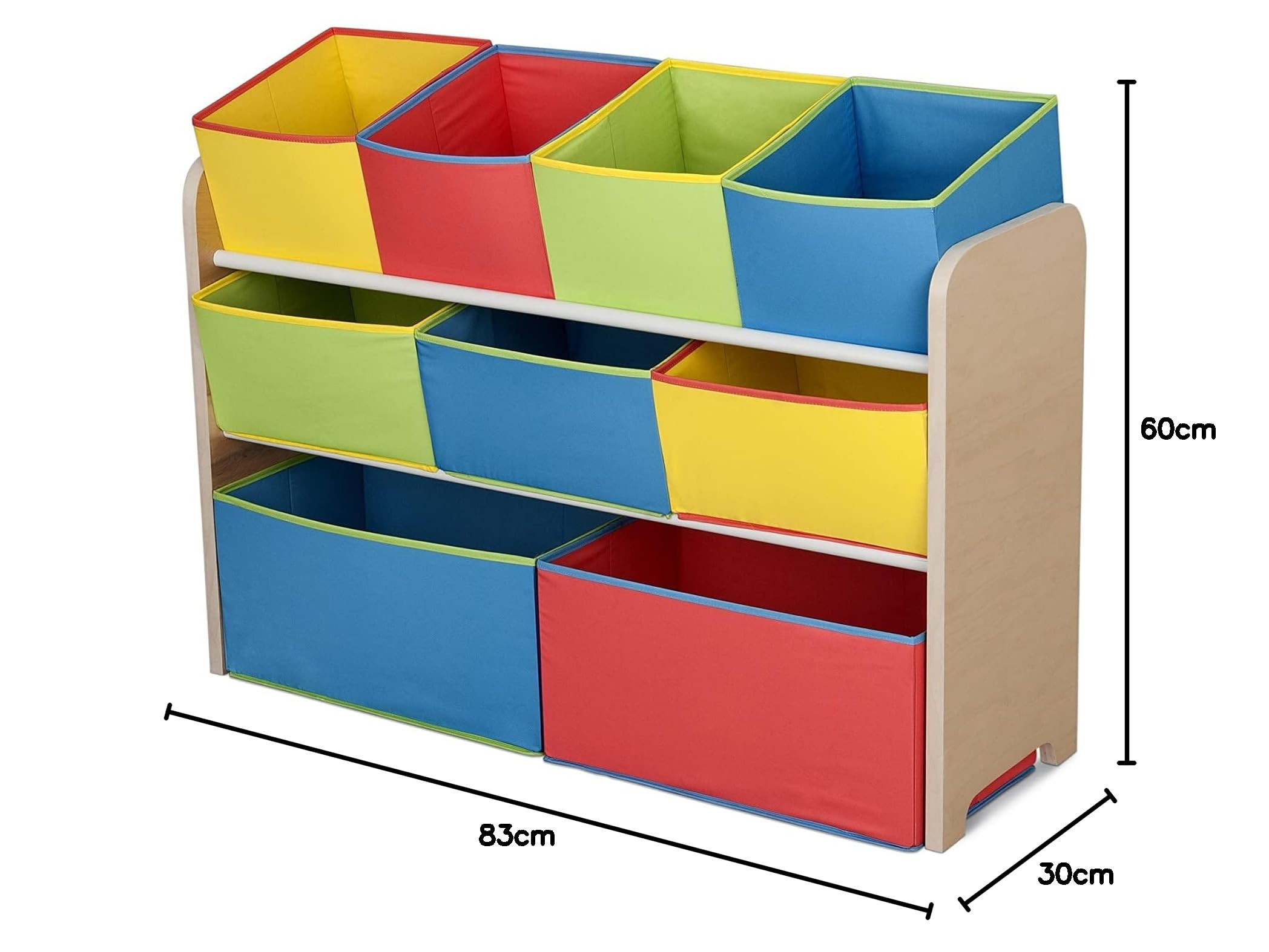 Lennox Maple Wood Toy Storage Organizer - Kids Room Furniture with Multiple Bins for Toys, Books & Clothes - Perfect for Nursery, Playroom & Bedroom Organization