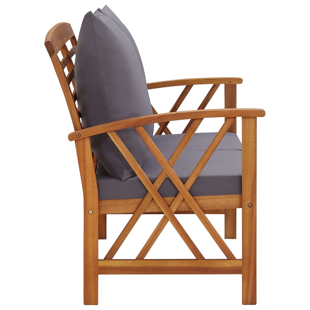 vidaXL 3-Piece Patio Furniture Set - Wooden Bench Seat with Coffee Table, Acacia Wood Dining Set for Garden, Balcony, Porch | Modern Outdoor Furniture for Relaxing & Entertaining