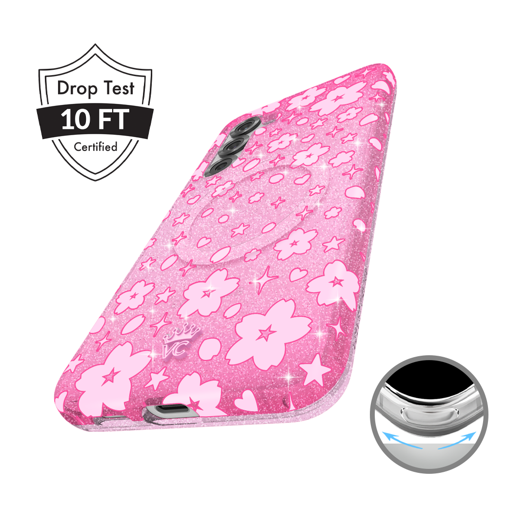 Cherry Blossom Glitter Samsung Phone Case - Elegant & Protective Cover for Samsung Galaxy S21/S20/Note 20 - Perfect for Spring Outfits & Everyday Use