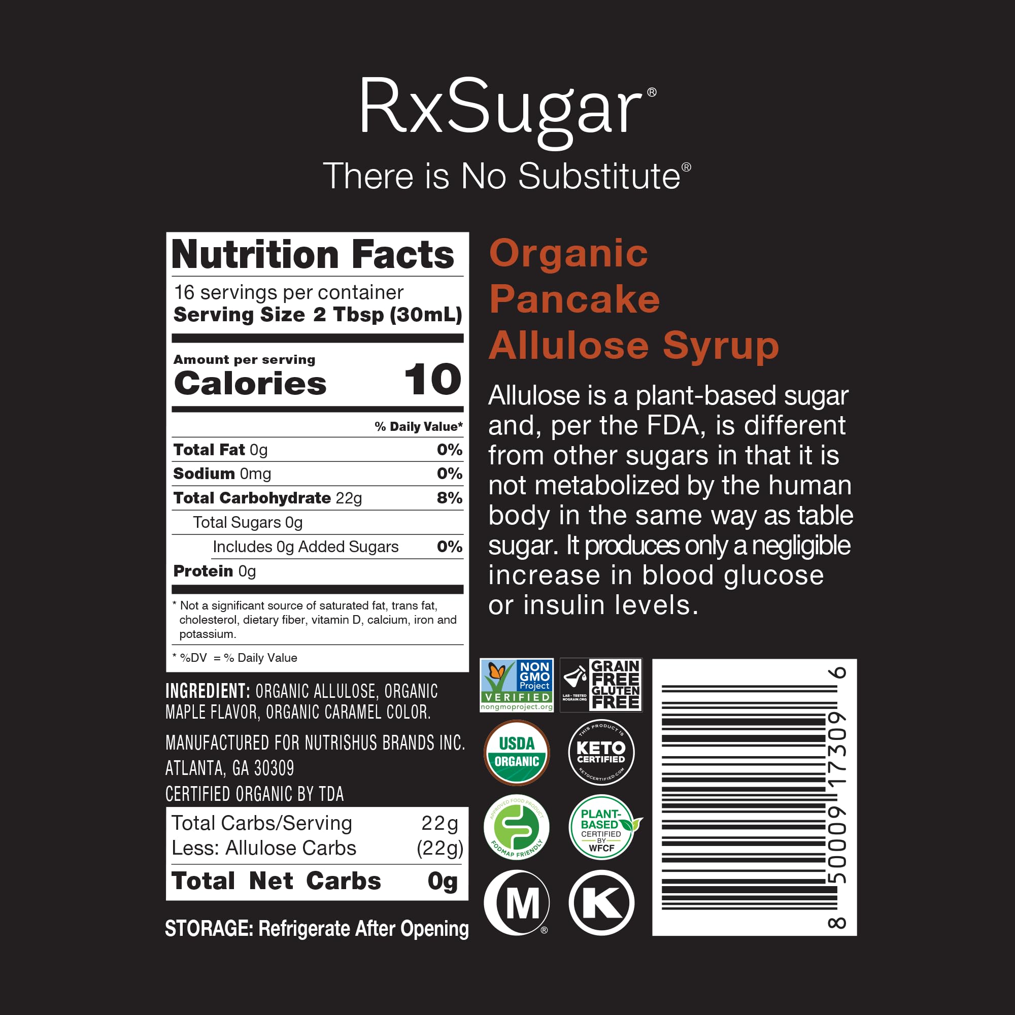 Organic Pancake Syrup 2-Pack with Allulose Sweetener | Diabetes-Safe, Keto Certified, Non-GMO & Gluten-Free | Natural Sugar Alternative for Healthy Breakfast & Desserts | Perfect for Pancakes, Waffles & Yogurt Toppings