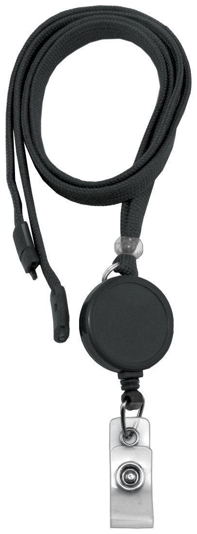 100 Pack Black Badge Reel Lanyard with Safety Breakaway Neck Strap - Retractable ID Card Holder for Nurses, Teachers & Professionals - No Twist Design for Easy Access to Badges & IDs - Perfect for Hospitals, Schools & Office Security (Black)