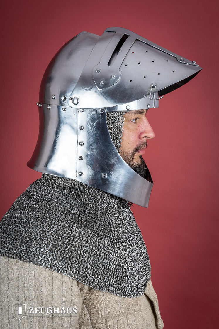 1.6mm Polished Sugar Loaf Helmet with Visor - Medieval Armor for LARP, Cosplay & Historical Reenactment