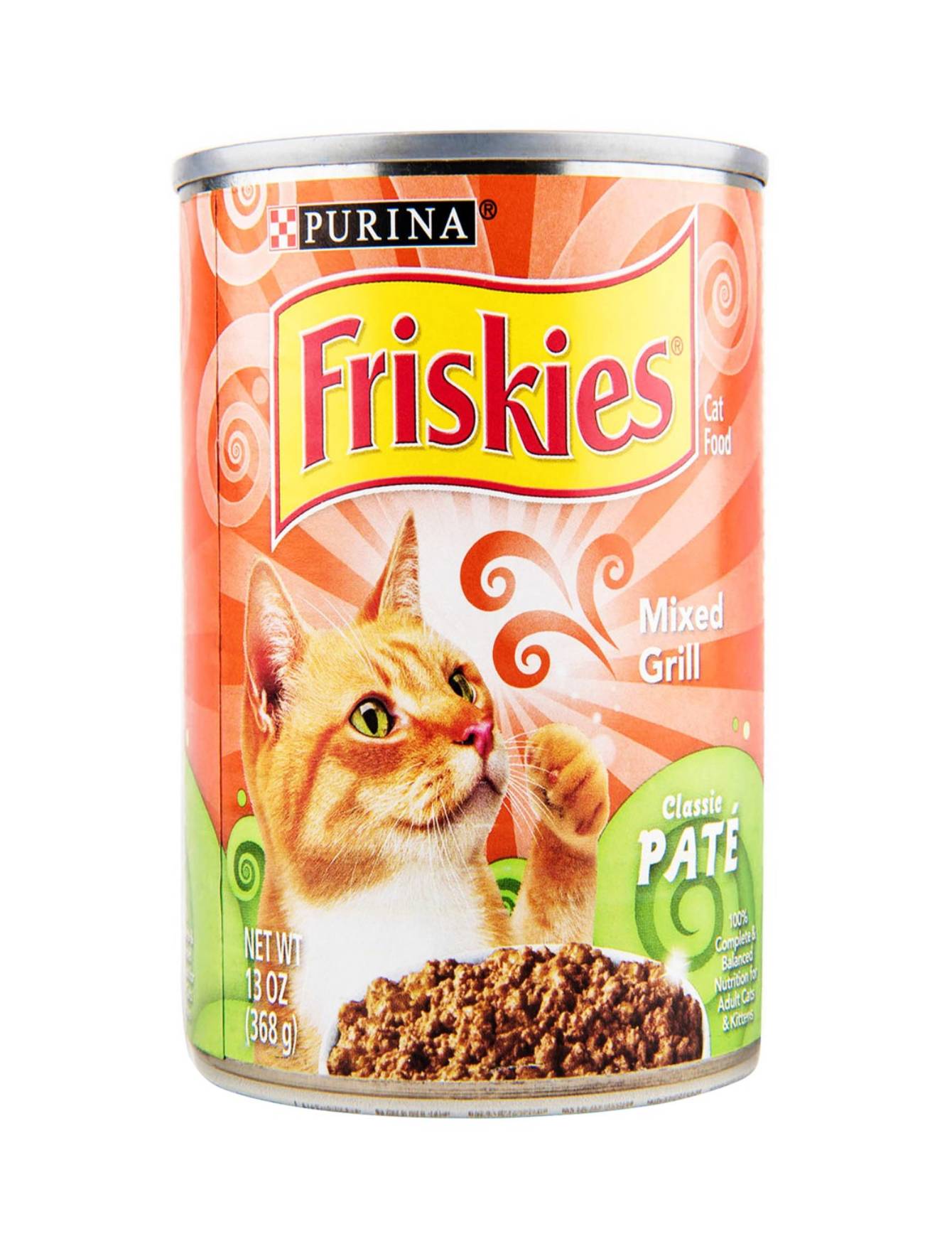 Friskies Mixed Grill Wet Cat Food - 12.98oz (368g) Canned Cat Food with Real Meat, Gravy & Vegetables - High Protein Meal for Adult Cats - Perfect for Mealtime, Travel & Feeding Picky Eaters