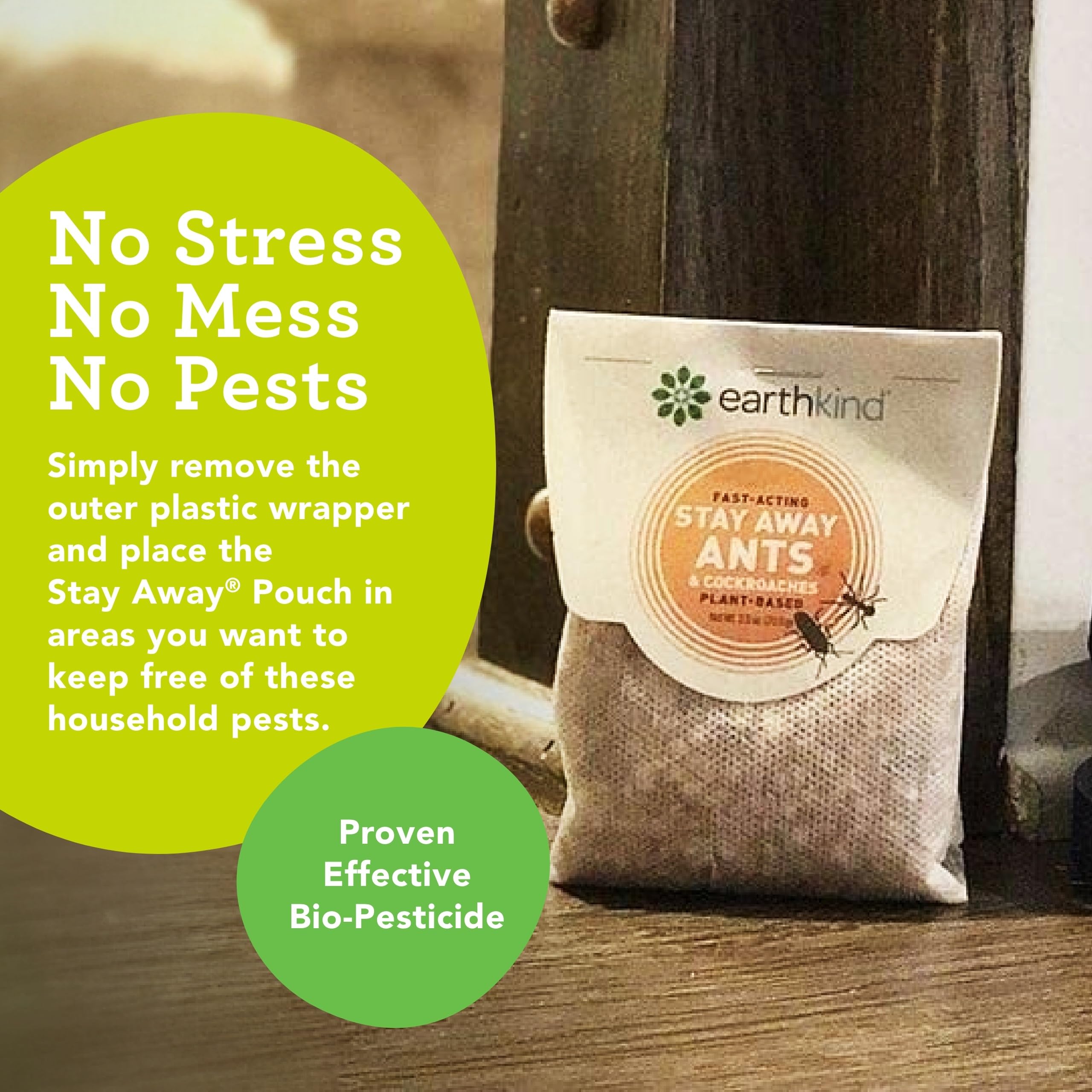 EarthKind Stay Away Ants & Cockroaches Deterrent Pouches - Natural Botanical Pest Repellent for Kitchen, Pantry & Countertops - Safe Non-Toxic Pest Control - 4 Pack - Perfect for Home, Office & Food Storage Areas