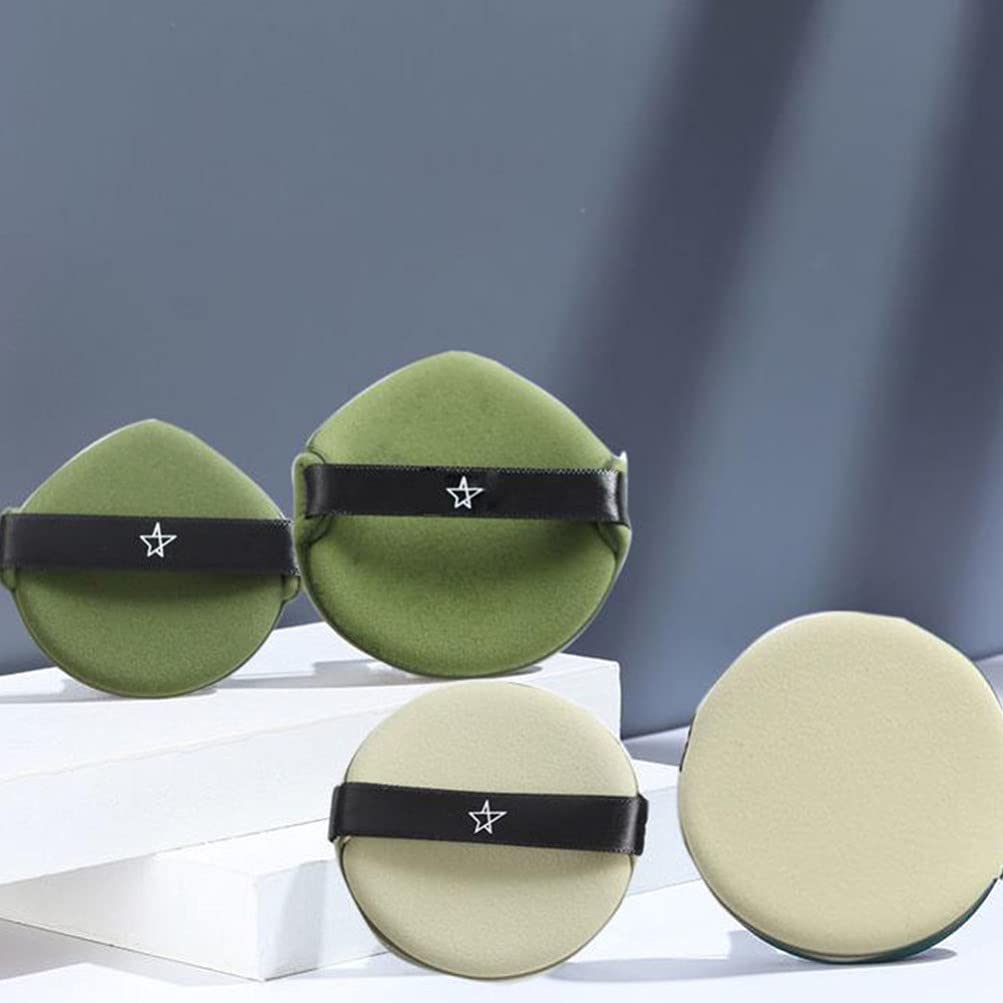 Beaupretty 4Pcs Premium Velour Powder Puffs - Soft Makeup Sponge for Loose & Pressed Foundation, Setting Powder - Perfect for Flawless Blending & Touch-Ups On-The-Go