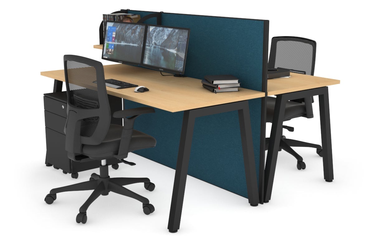 Horizon Quadro 2-Person Office Workstation Bench with A-Legs - 1600L x 700W - Perfect for Shared Workspaces, Conference Rooms & Collaborative Office Environments