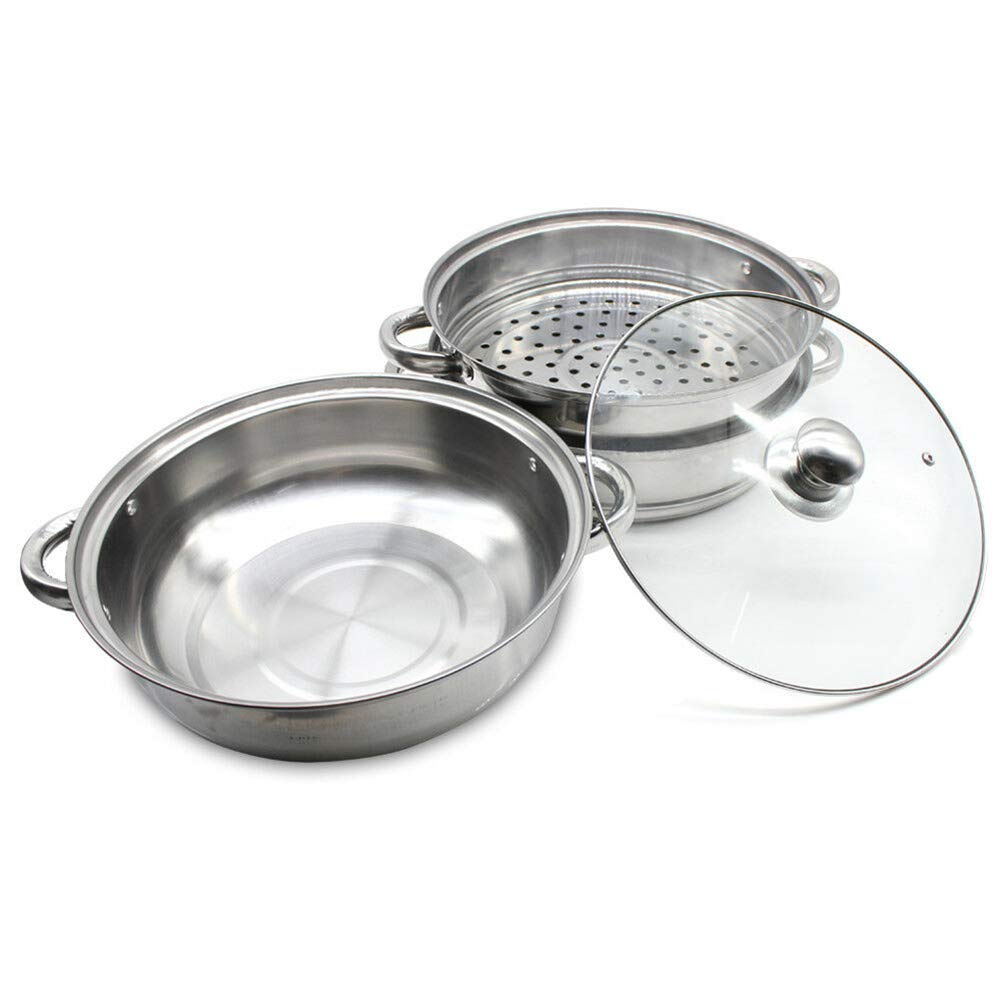 3-Tier Stainless Steel Steamer Pot with Lid - Multi-Level Food Steamer for Vegetables, Dumplings & Seafood - Durable Kitchen Cookware for Healthy Cooking, Meal Prep & Asian Cuisine