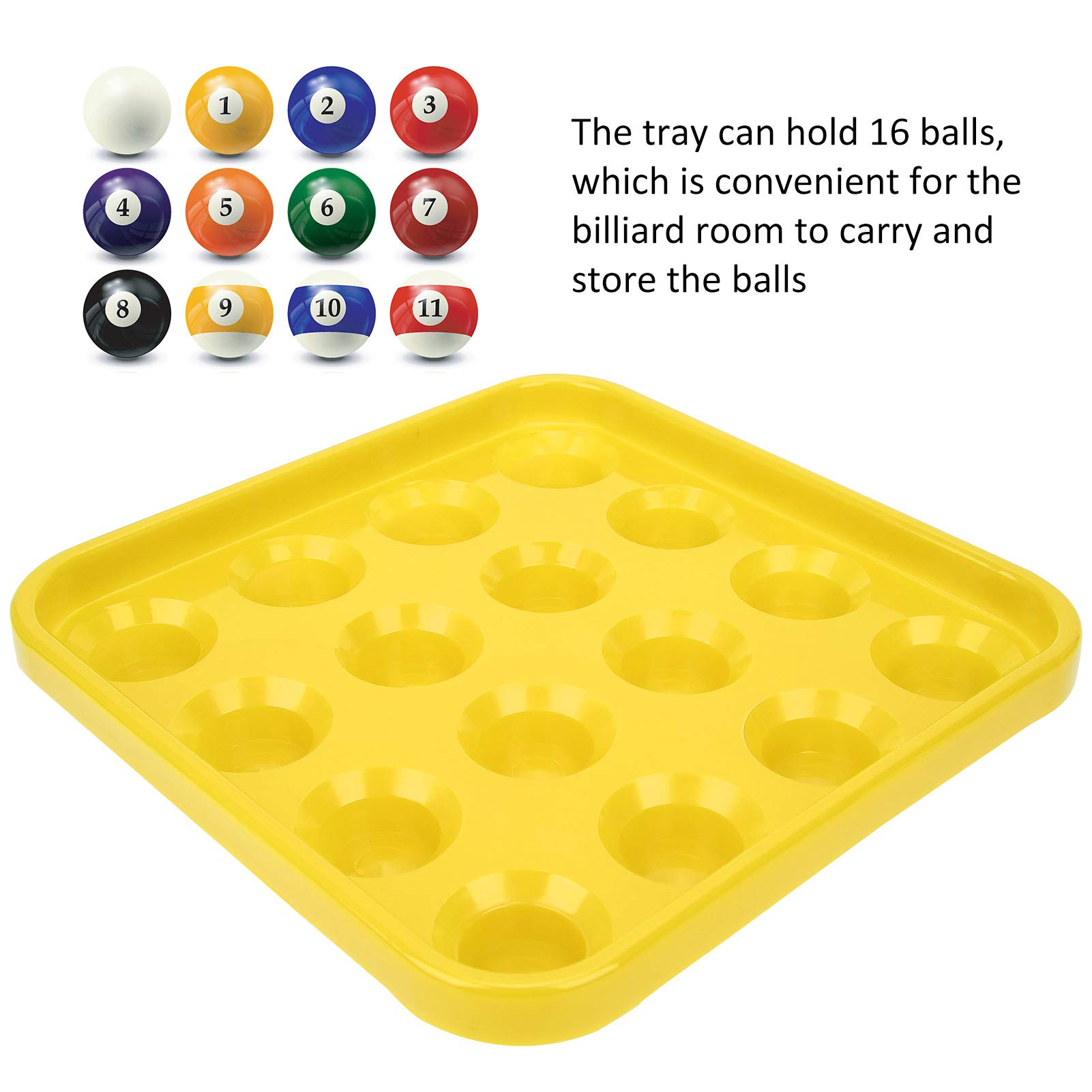 Premium Billiard Ball Holder Tray - Anti-Drop 5.9x5.9x1.6 Inch Pool Ball Storage Organizer for Snooker & Billiards - Durable Yellow Design for Pool Halls, Game Rooms & Home Bars