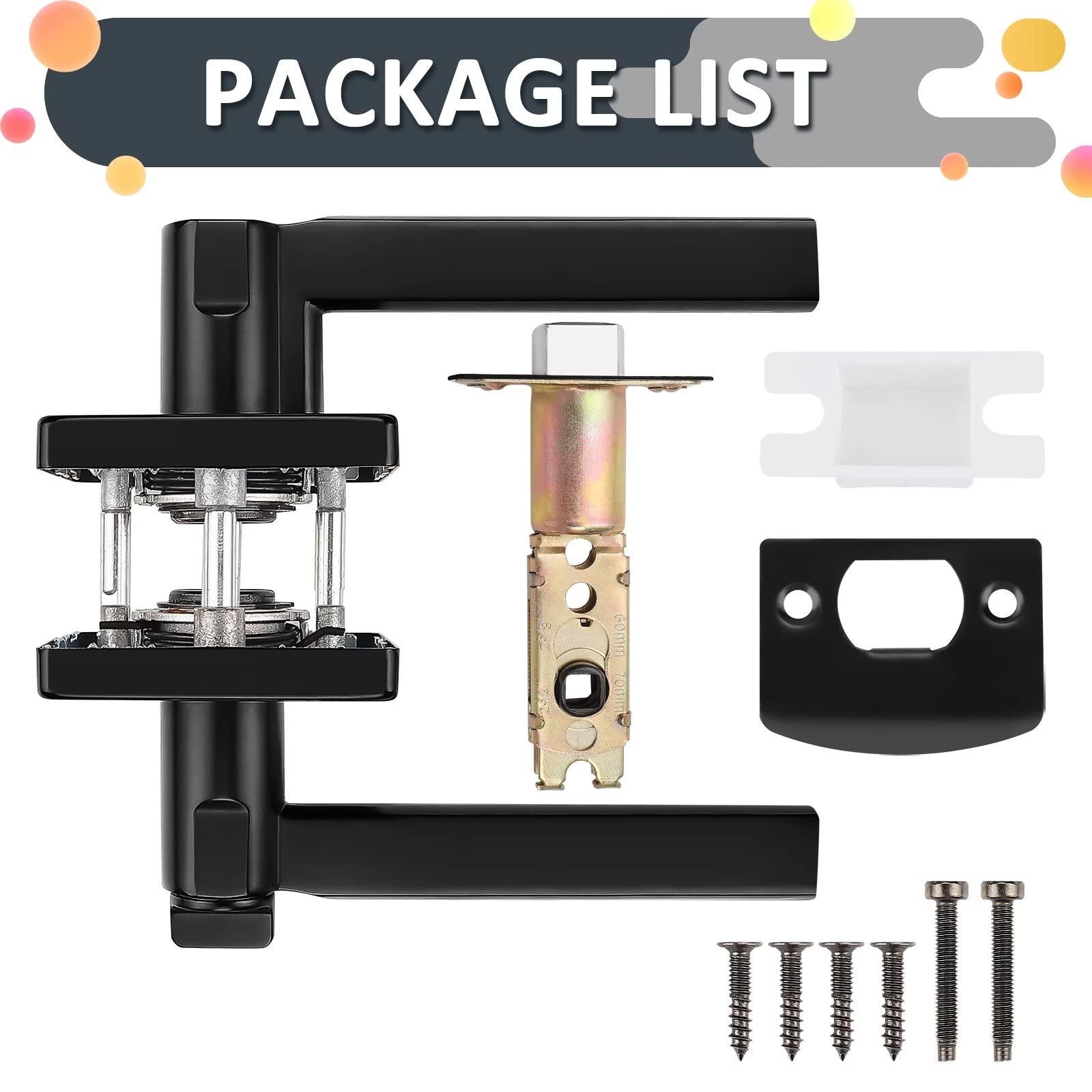 Probrico 10 Pack Matte Black Keyless Privacy Door Lever Lock - Square Design for Bedroom & Bathroom - Fits Both Right & Left Hand Doors - Ideal for Home, Office & Rental Property Security