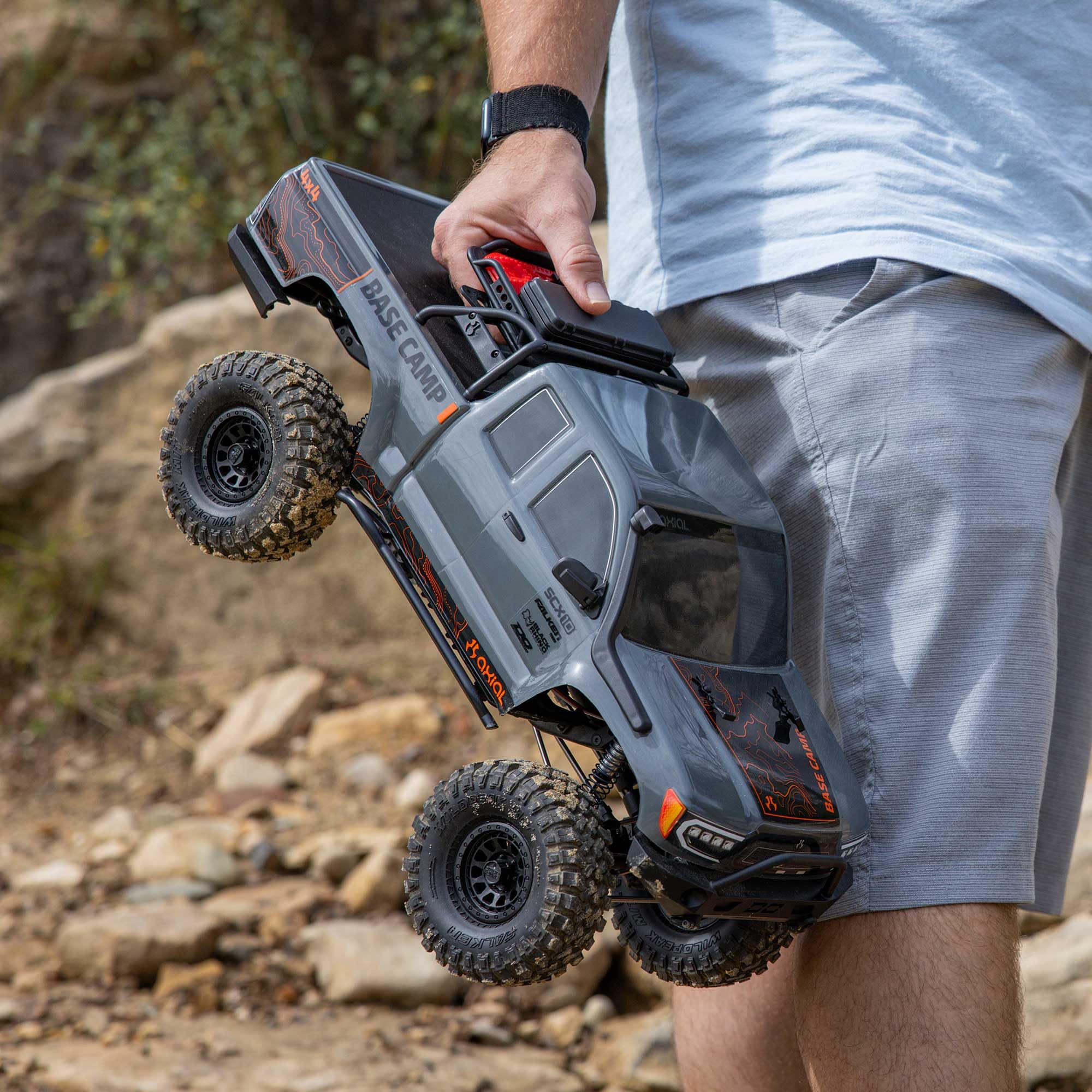 1/10 Scale Axial SCX10 III Base Camp 4X4 Rock Crawler RC Truck - RTR Brushed Motor (Battery/Charger Not Included) - Gray (AXI-1375T2) - Off-Road Adventure & Trail Crawling