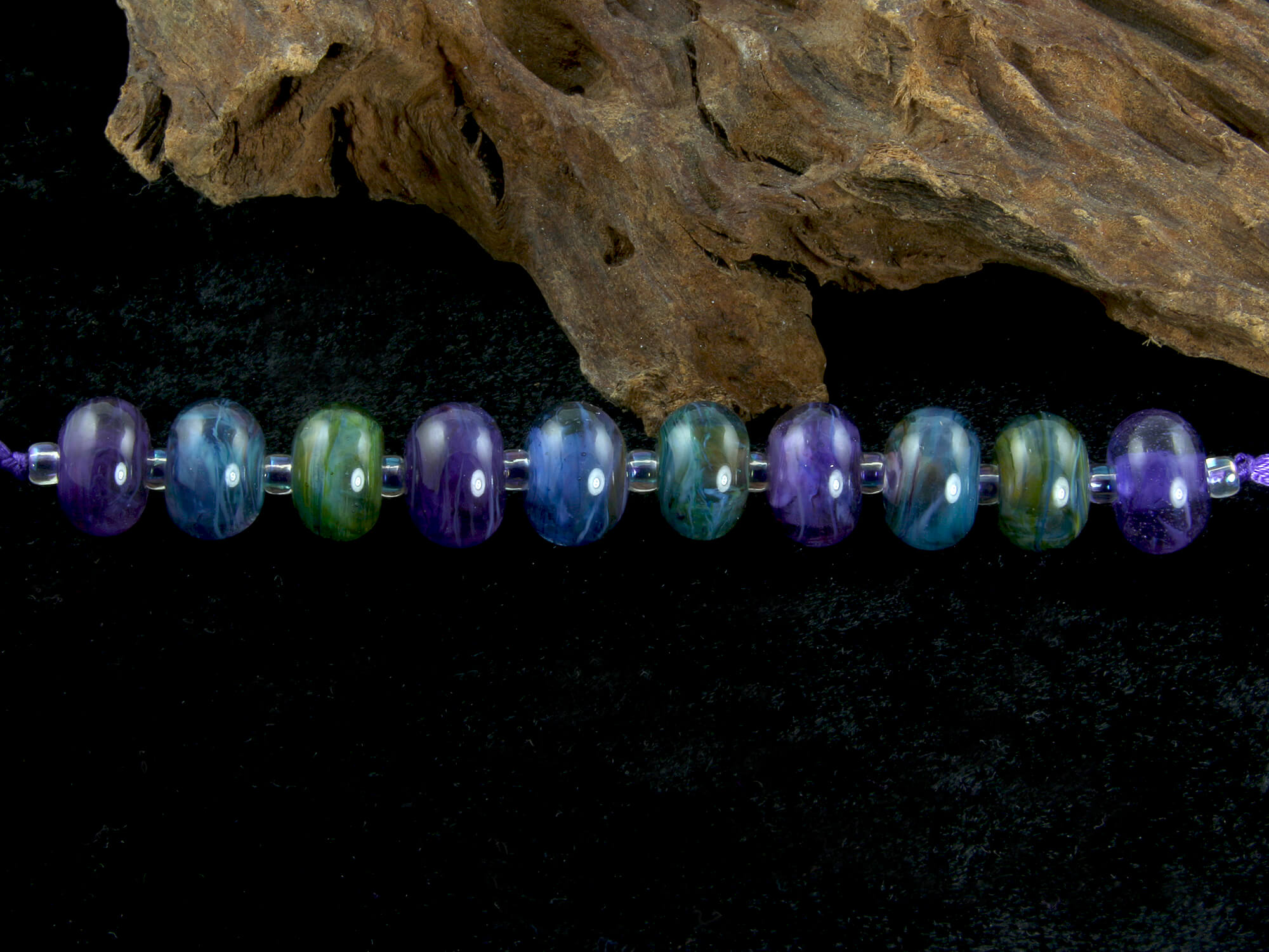 Blue Purple Green Lampwork Beads Set - Handmade Glass Beads for Jewelry Making, DIY Crafts, Bracelets & Necklaces - Perfect for Beading Projects, Scrapbooking & Home Decor