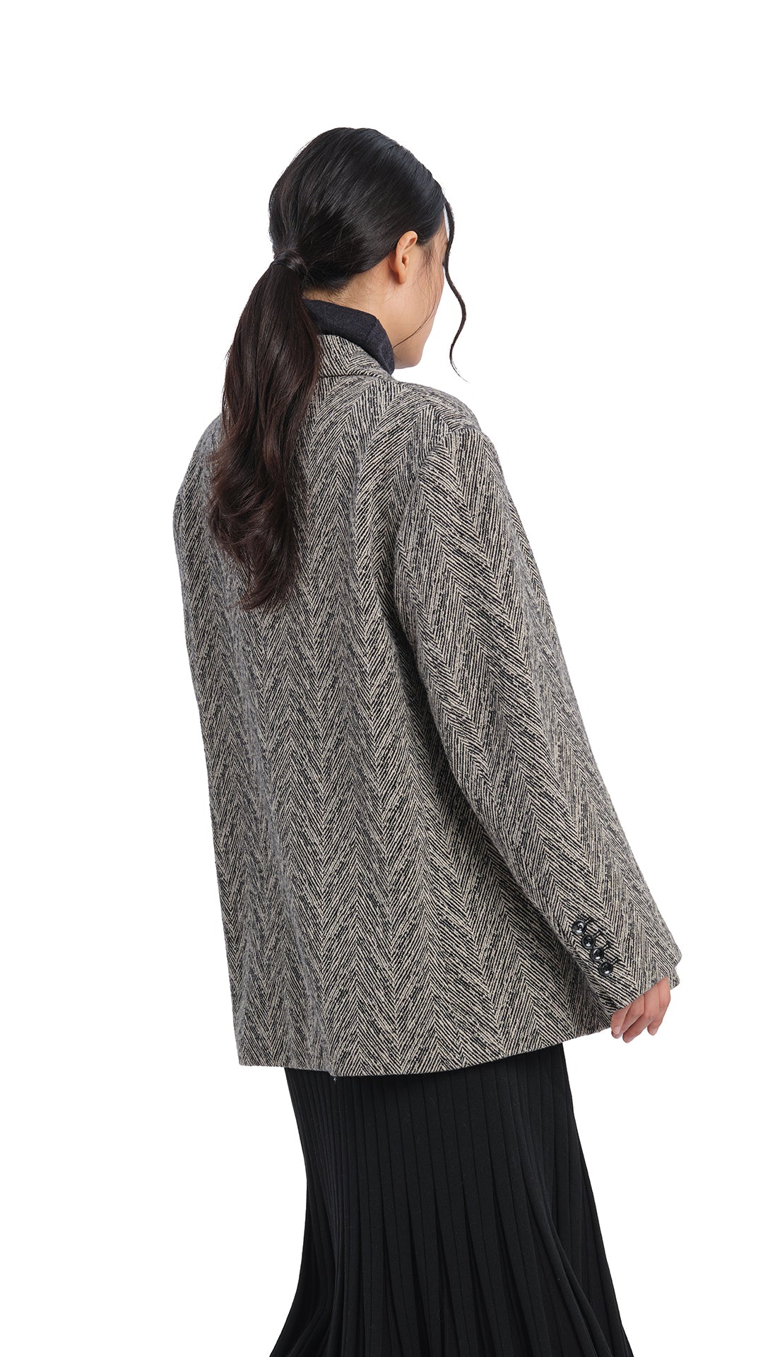 Stylish Herringbone Loose Fit Blazer for Women - Trendy Casual & Office Wear - Perfect for Work, Business Meetings & Special Occasions