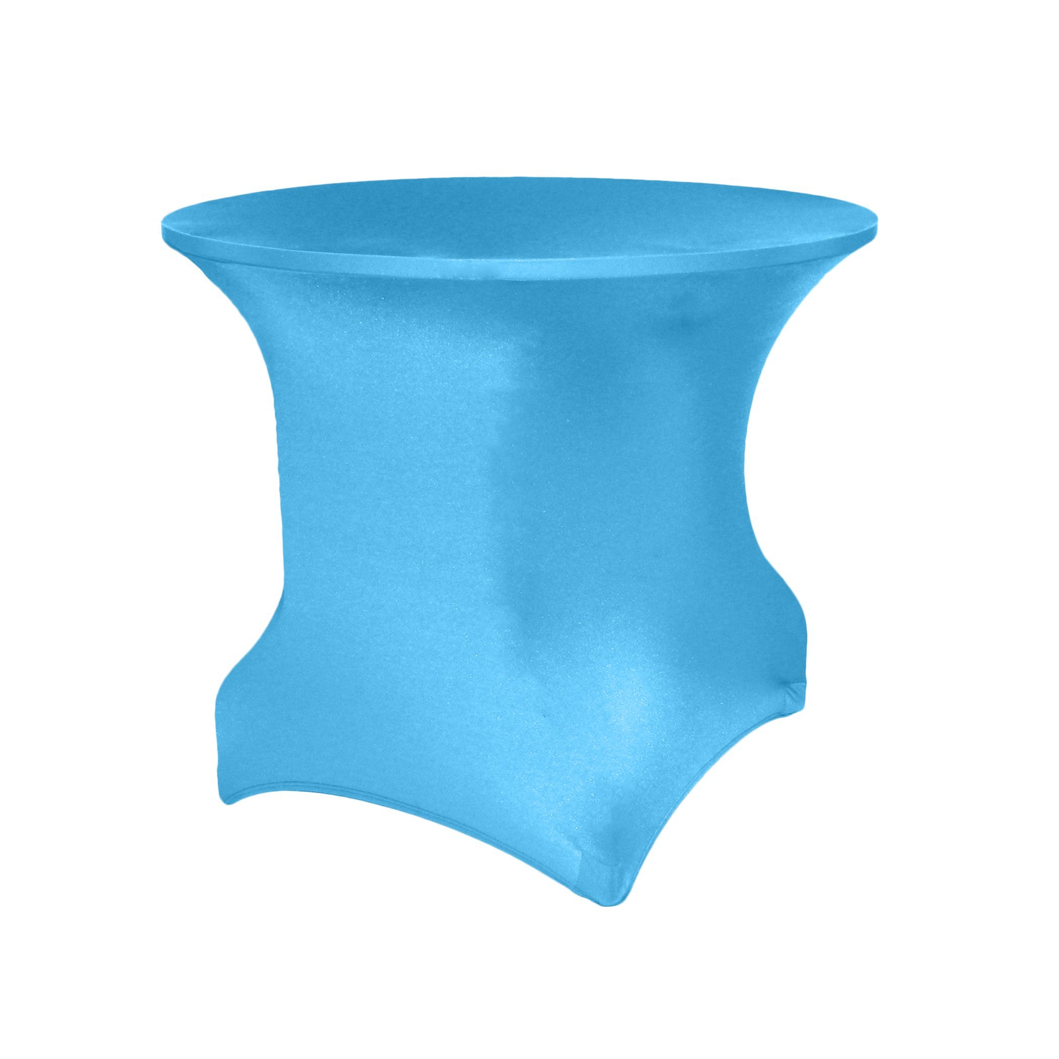 5-Pack Stretch Spandex Round Table Covers - Fits 30 to 36-Inch Tables, Turquoise Blue - Waterproof & Wrinkle-Resistant for Parties, Weddings & Events