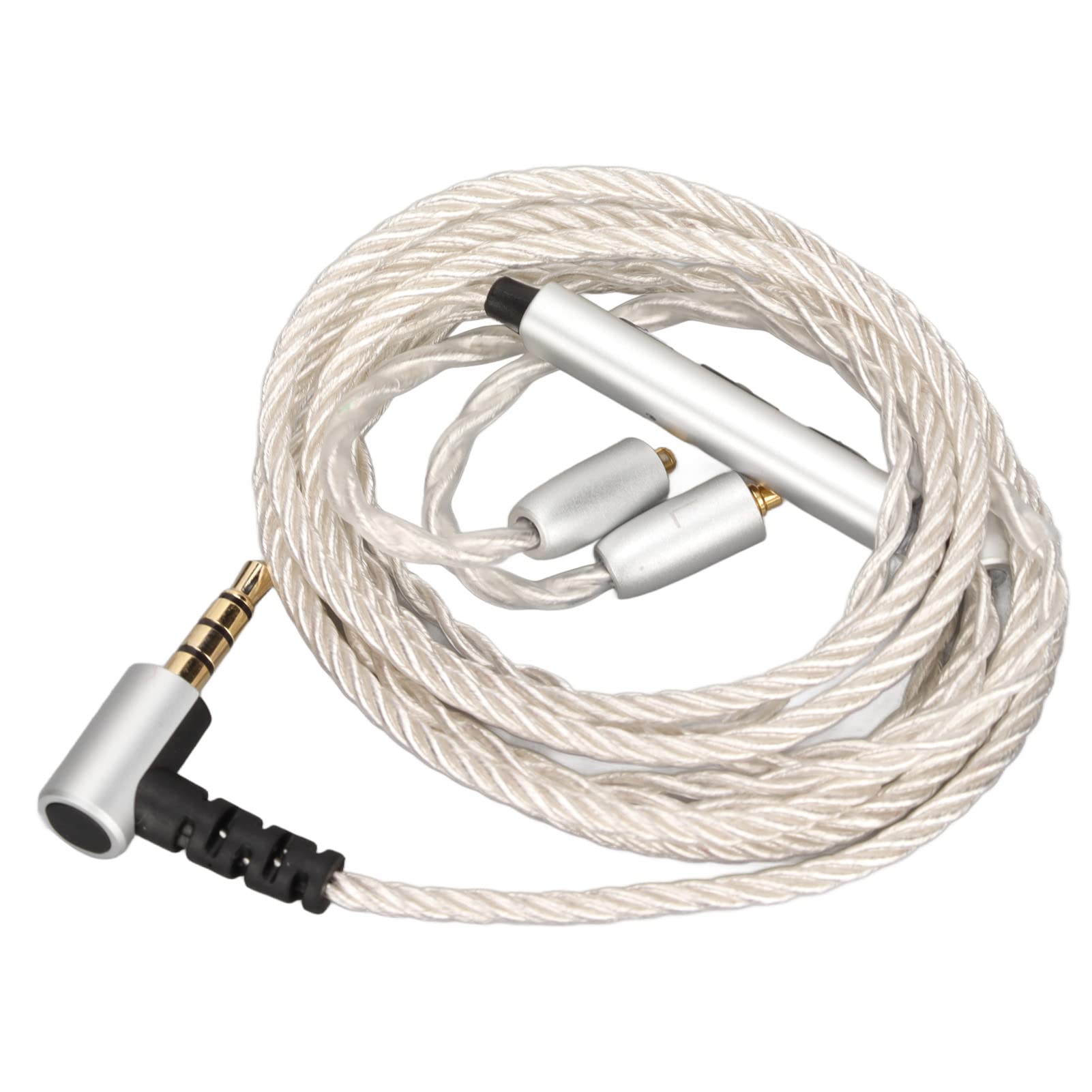 Upgraded Dpofirs MMCX Earphone Cable - 120cm Silver Plated Copper 184 Core Low Noise Replacement Wire with Mic & Volume Control for Shure SE846 SE535 - Perfect for Audiophiles, Commuting & Gaming