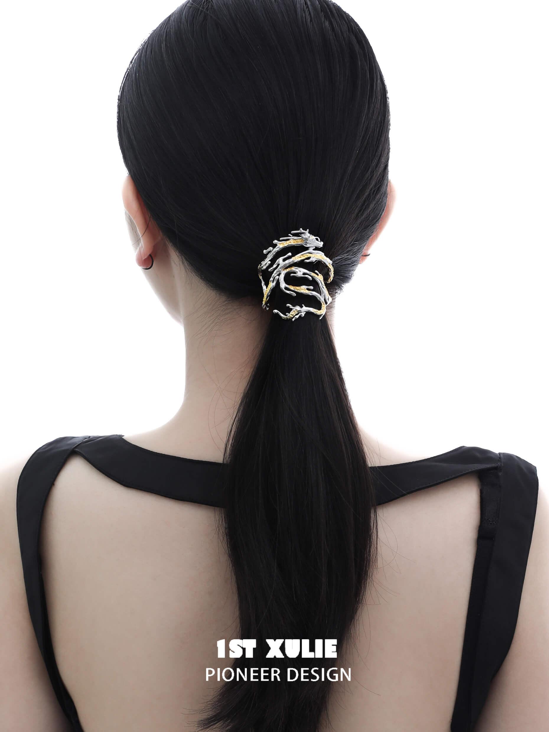 24K Gold & 18K Platinum Plated Dragon Hair Clips - Elegant Chinese Style Hair Accessories for Women, Weddings & Special Occasions