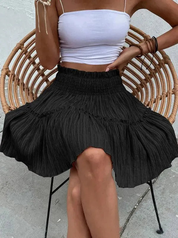 Women's Casual Plain Cake Short Skirt - Flowy Mini Skirt for Summer, Party, and Daily Wear | Comfortable & Stylish A-Line Skirt for Women and Teens