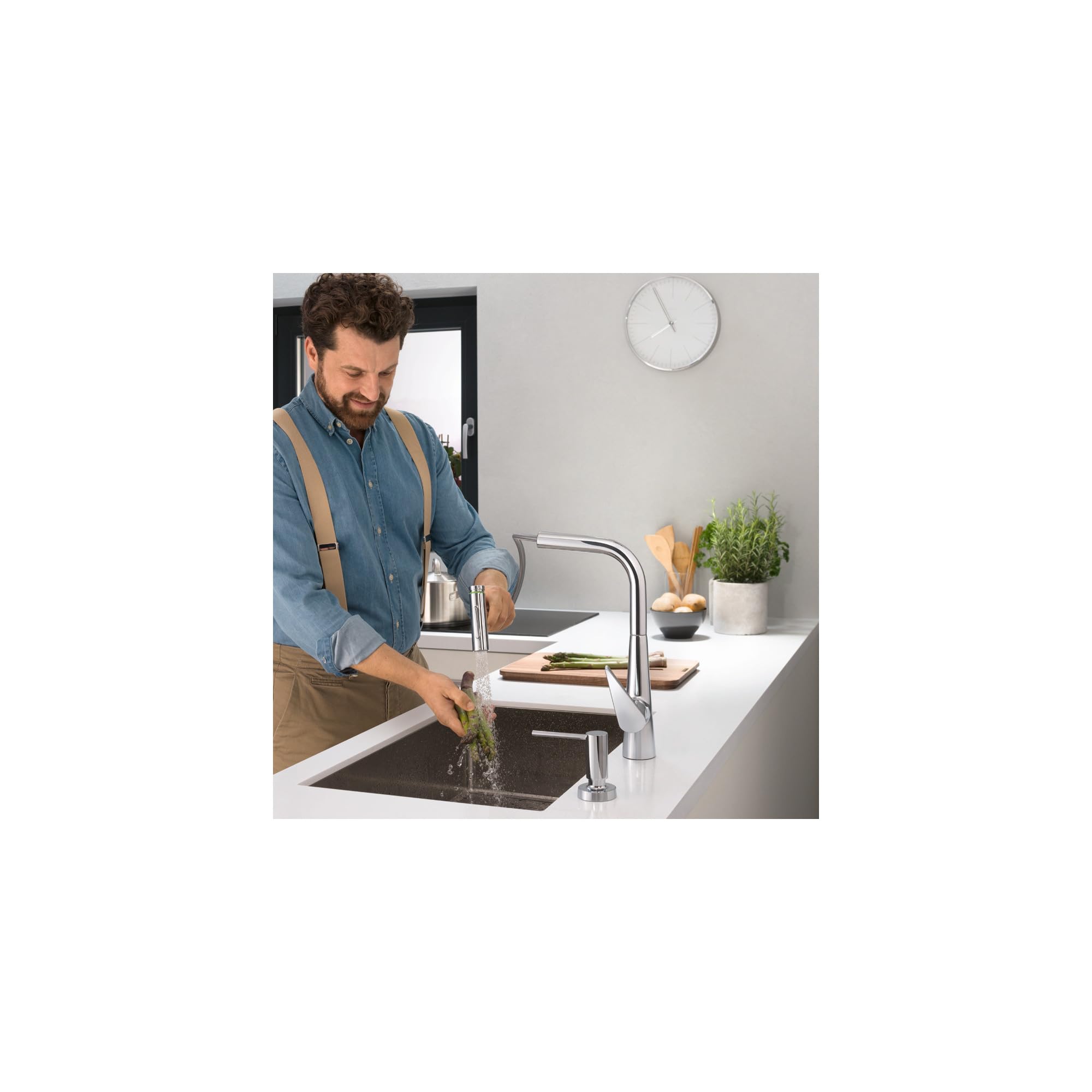 Hansgrohe Talis Select S Chrome Single-Handle Pull-Out Sprayer Kitchen Faucet - Modern Chrome Finish for Easy Cleaning & Food Prep (Model 72823001) | Perfect for Home Kitchens, Restaurants & RV Sinks