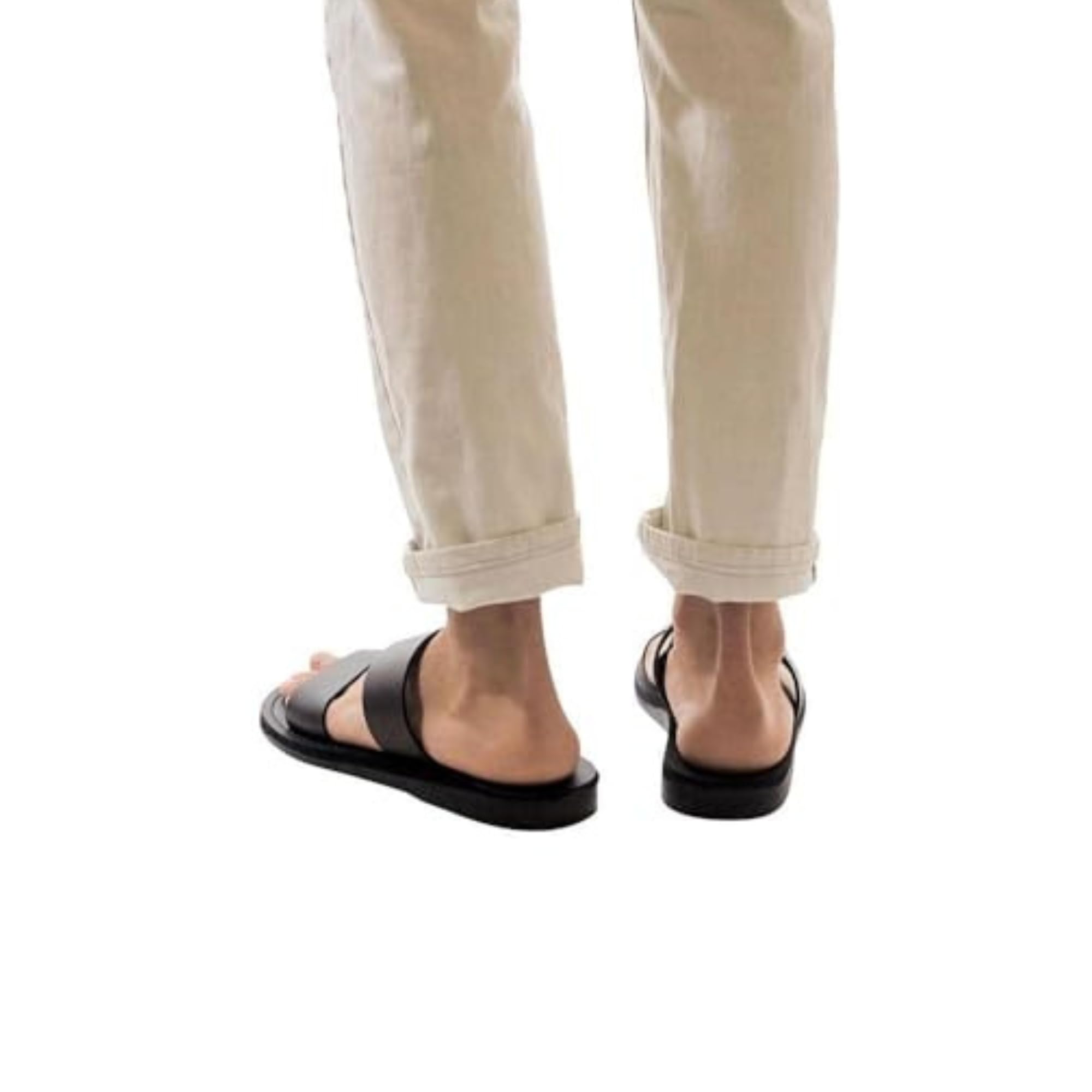Rafael Men's Leather Sandals with Adjustable Velcro Strap - Comfortable Casual & Outdoor Slip-On Shoes for Beach, Travel, and Summer Wear