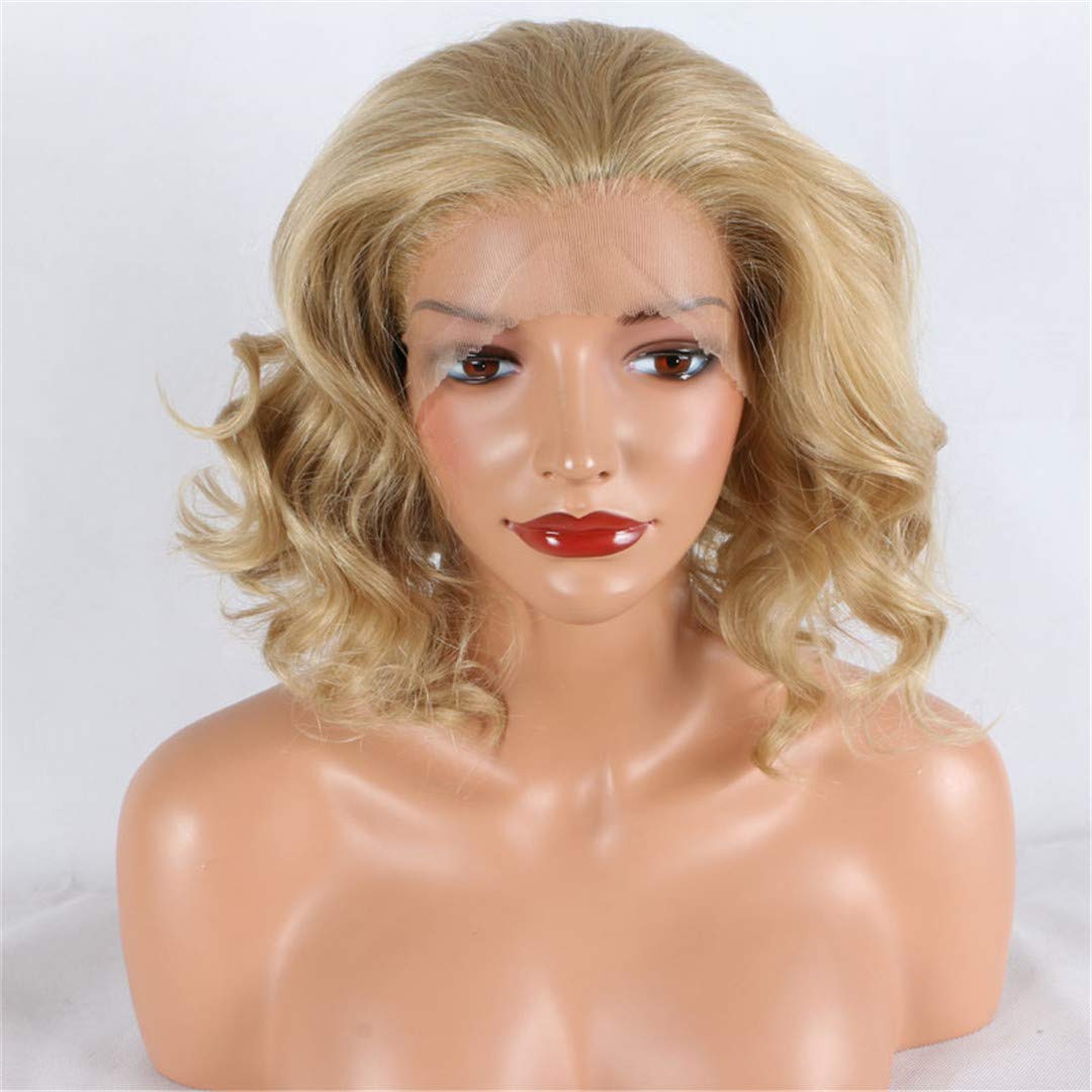 12 Inch Pink White Blonde Short Loose Wave Bob Synthetic Lace Front Wig - Glueless Heat Resistant Fiber for Women | Perfect for Cosplay, Costume Parties & Daily Fashion