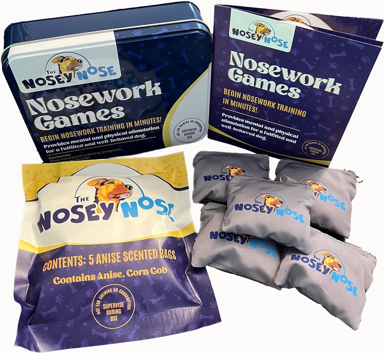 Nosework Scent Training Kit for Dogs - Anise Scented Puzzle Games with Zipper Pouch | Dog Brain Stimulation Toys for Indoor & Outdoor Scent Work Activities