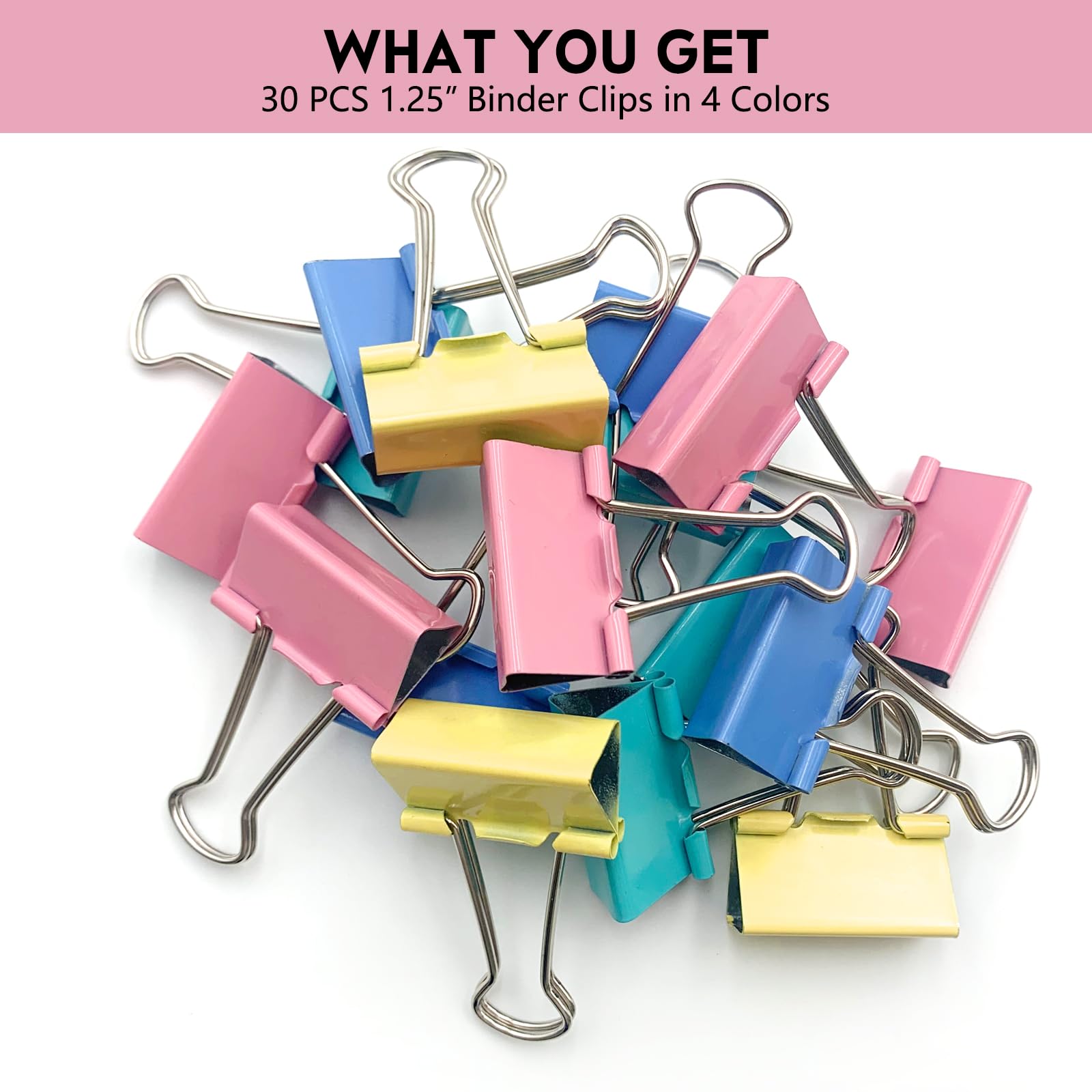 Medium Binder Clips 25-Pack - 1.25 Inch Colorful Steel Paper Clamps for Office, School & Home Organization | Durable Tempered Metal Clips for Documents, Crafts & Bulletin Boards | Perfect for Filing, Art Projects & Office Supplies