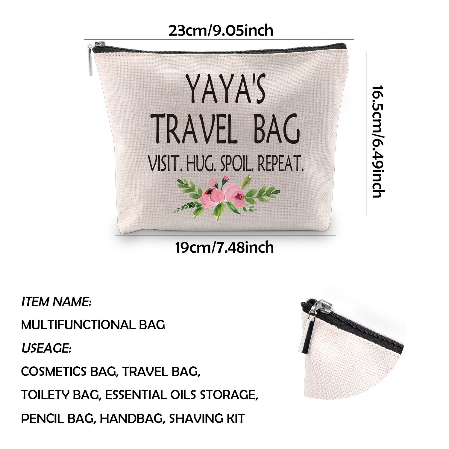 WCGXKO Yaya Gift - Premium Cosmetics & Toiletry Travel Bag for Grandma, Mother's Day, Birthday - Perfect for Women's Travel Accessories & Vacation Essentials (YAYA'S TRAVEL Collection)