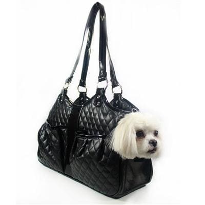 Premium Black Quilted Luxe Metro Dog Carrier - Stylish & Comfortable Pet Travel Bag for Small to Medium Dogs - Perfect for Air Travel, Shopping & Outdoor Adventures