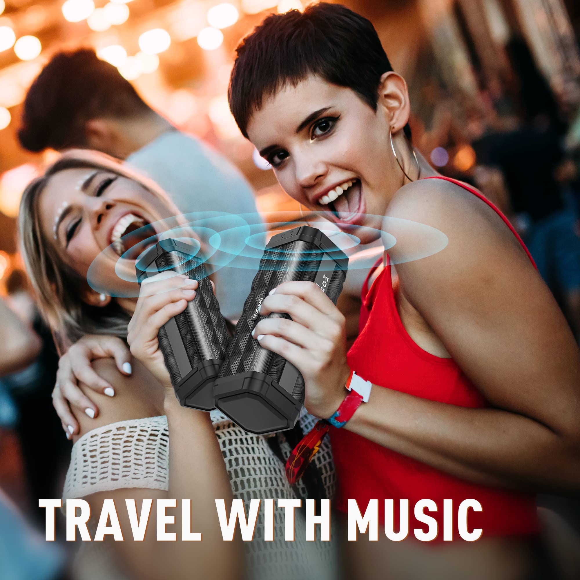 BUGANI M99 Bluetooth Speaker - Wireless Portable Speaker with 24H Playtime, 100ft Range, IPX5 Waterproof, Built-in Mic - High Volume Stereo Sound for Home, Outdoor, Travel, Parties & Beach Activities