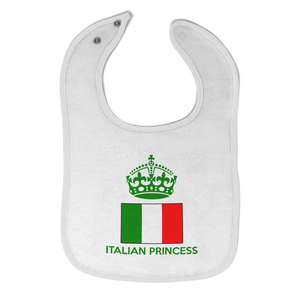 Premium Cotton Baby Bibs & Burp Cloths for Toddlers - Italian Princess Crown Design (White) - Soft & Absorbent for Girls & Boys - Perfect for Feeding, Drooling & Messy Playtime