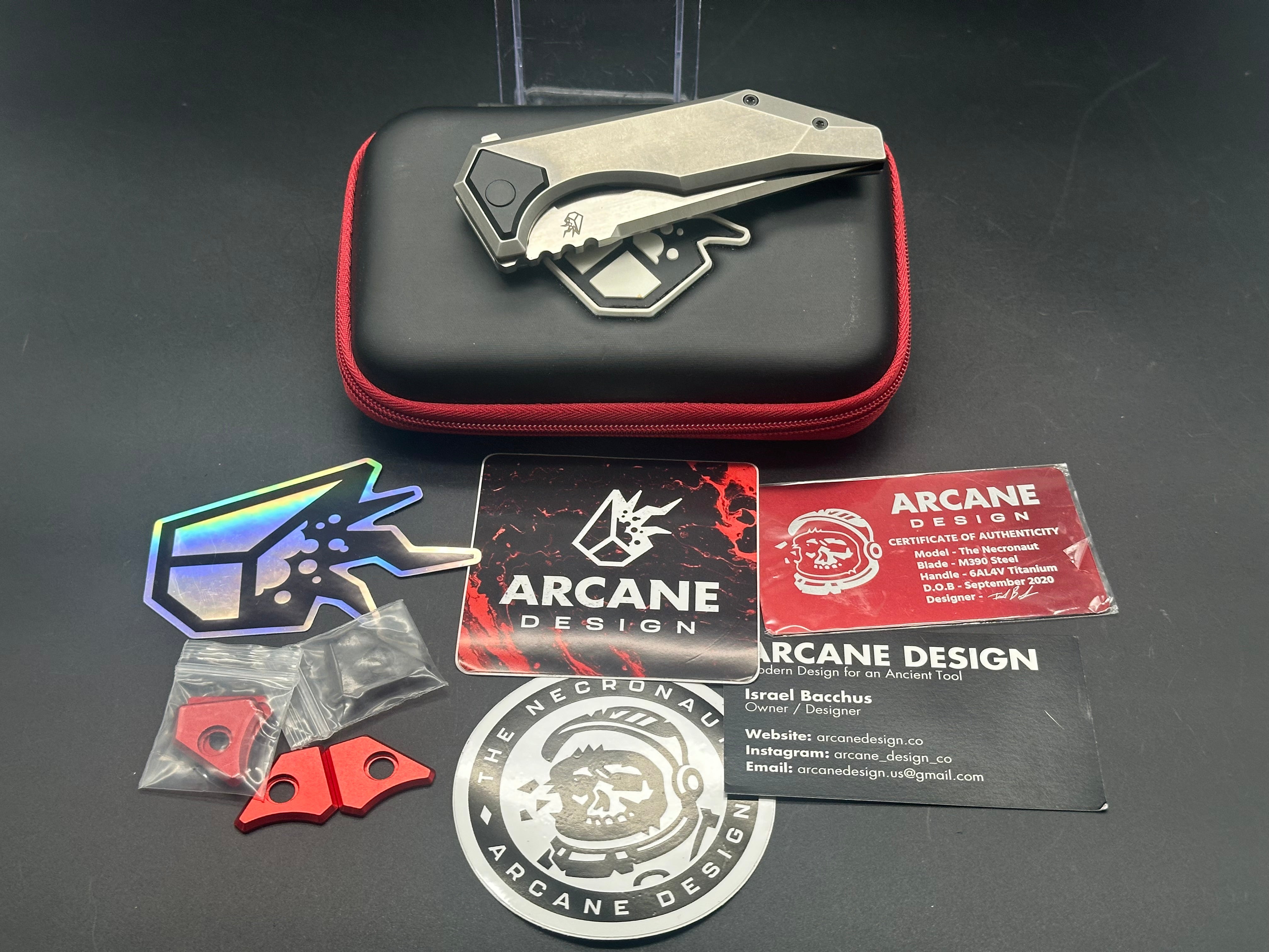 Arcane Necronaut Titanium Handle Folding Knife with M390 Steel Blade - Perfect for Outdoor Camping, Survival, and Everyday Carry (EDC)