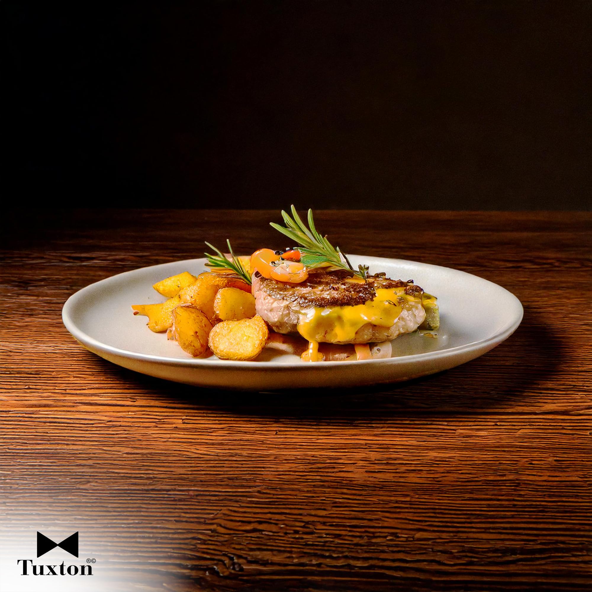 Tuxton Zion Matte Gray 10-1/4-Inch Coupe Plates (Set of 12) - Scratch & Chip Resistant, Lead & Cadmium Free, Dishwasher/Microwave/Oven Safe - Perfect for Restaurants, Catering & Elegant Dinner Parties