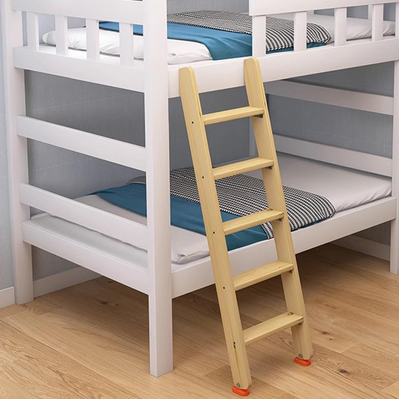 Solid Pine Wood Bunk Bed Ladder - Non-Slip 4/5/6 Step Replacement Stairs for Twin/Full Bunk Beds | Safe & Sturdy Climbing Solution for Kids & Adults Bedroom