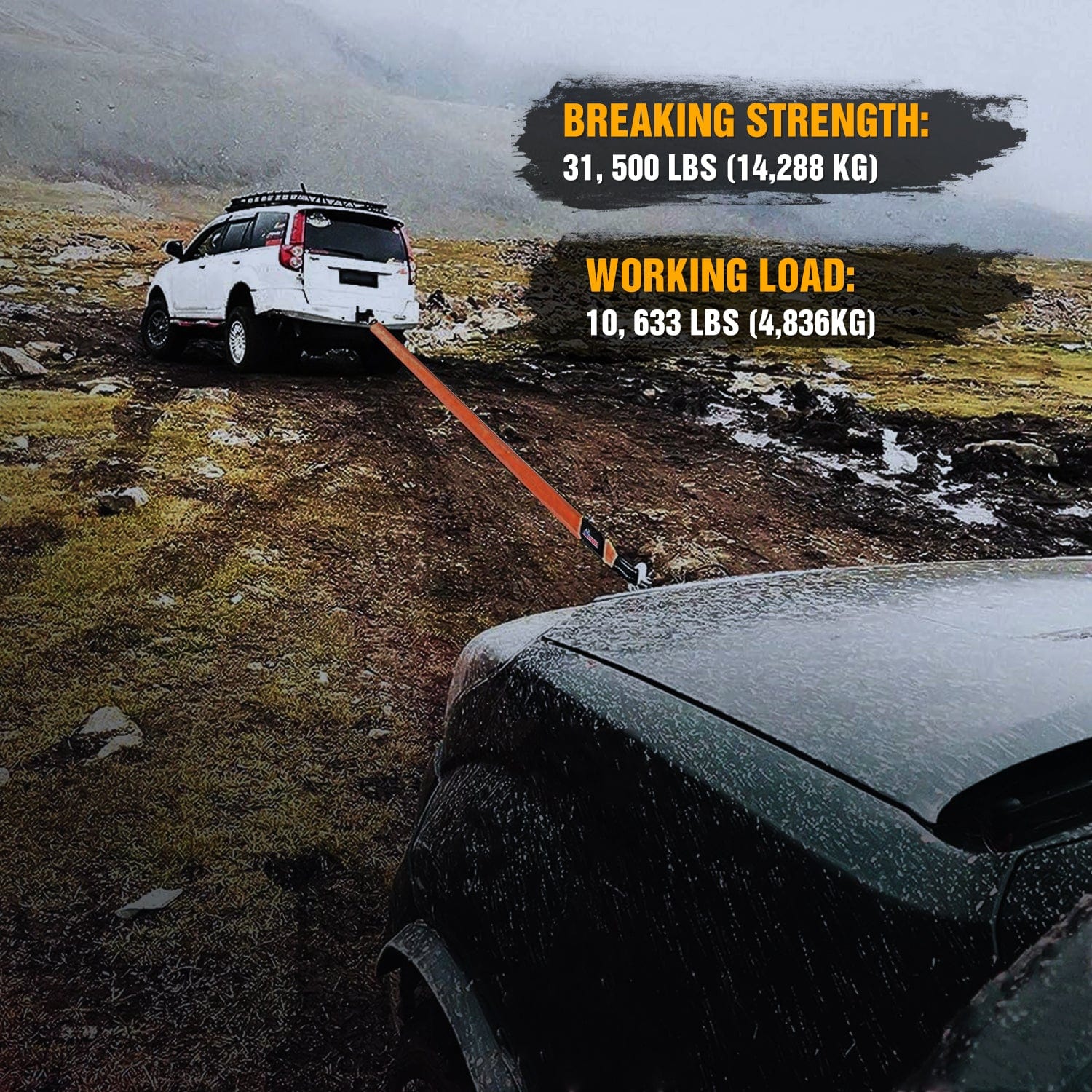 3-Pack 30-Inch Heavy Duty Recovery Tow Straps – 33,000 lbs Break Strength – Off-Road Vehicle Recovery, Towing, and Emergency Rescue – Ideal for Trucks, Jeeps, and SUVs