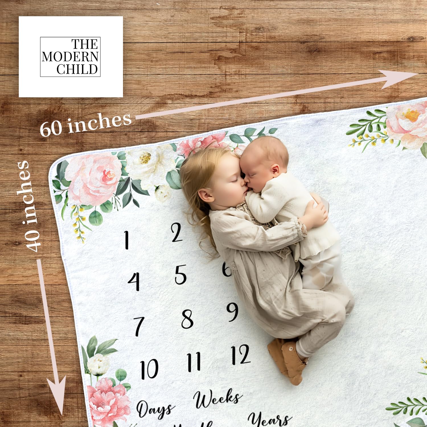 Soft Fleece Baby Milestone Blanket - Large 60