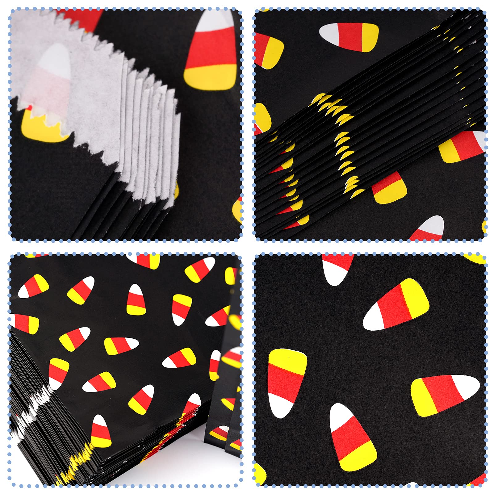 Kolewo4ever 100-Pack Halloween Treat Bags - Orange Candy Corn Design Paper Gift Bags for Chocolate, Cookies & Party Favors | Perfect for Trick-or-Treating, Classroom Treats & Halloween Buffets