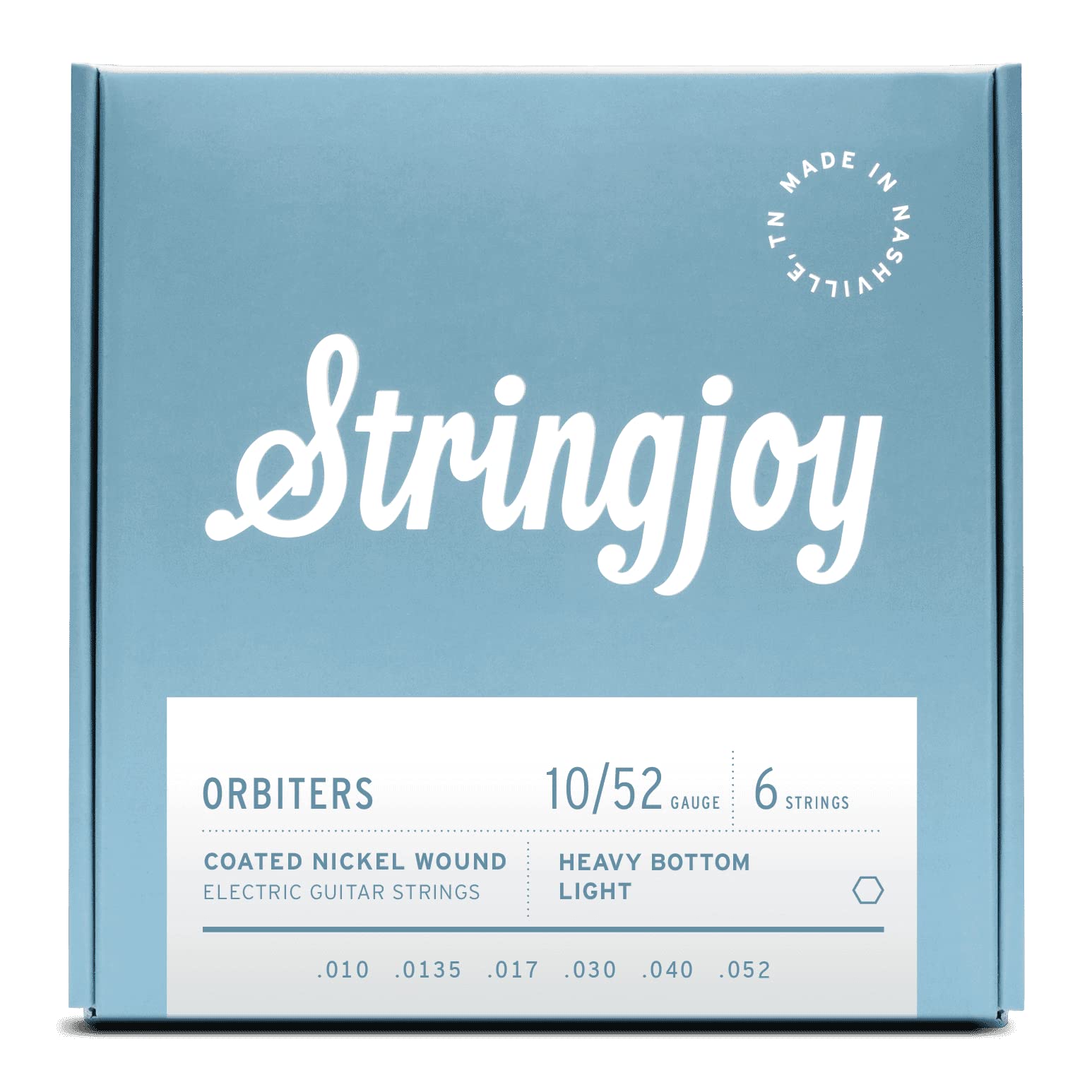 Stringjoy OR1052 Orbiters Coated Nickel Guitar Strings - Heavy Bottom Light Gauge (10-52) | Premium Electric Guitar Strings for Rock, Blues & Metal | Perfect for Stage Performance & Studio Recording