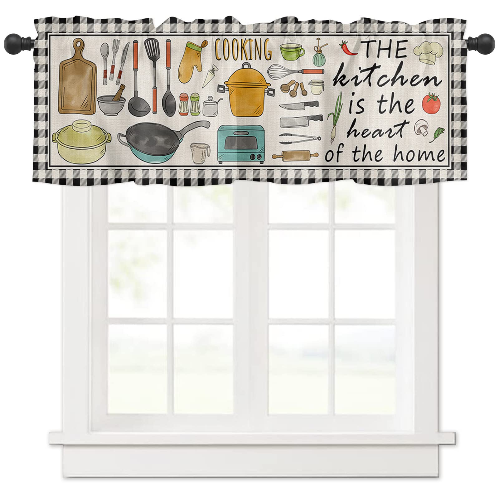 Black Buffalo Check Curtain Valance - 54
