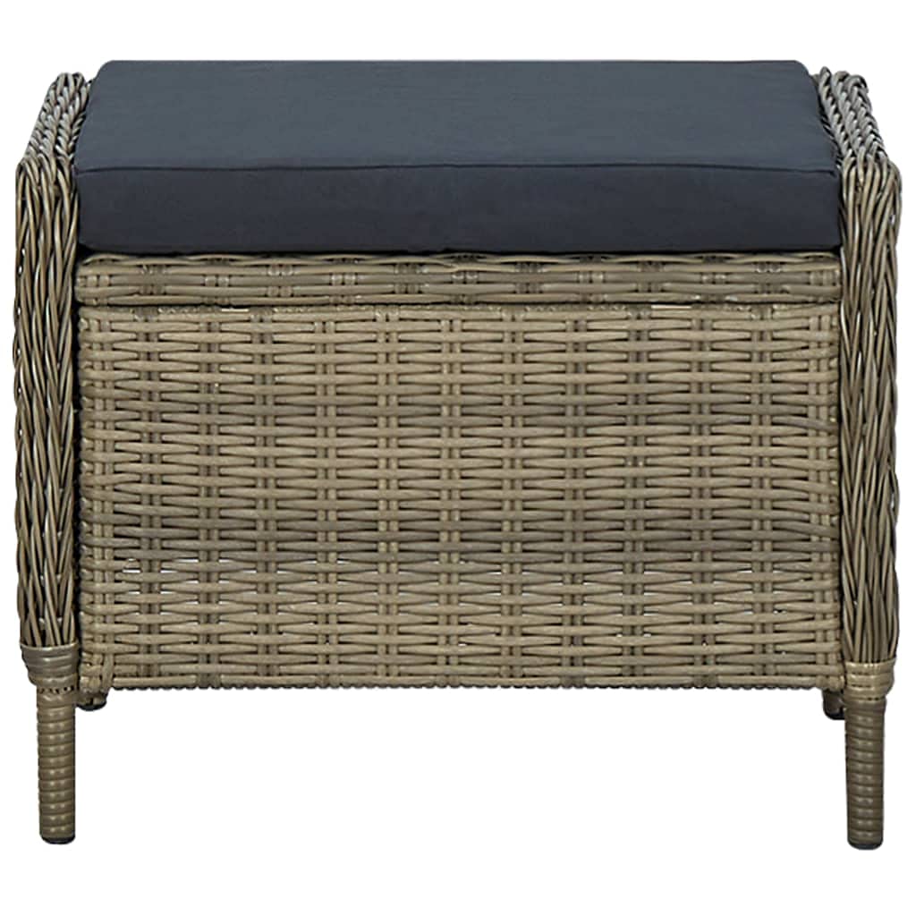 Brown Poly Rattan Reclining Garden Chair with Cushions & Footstool - Outdoor Patio, Balcony, Terrace Lounge Seating Furniture for Relaxing in Backyard, Poolside or Garden