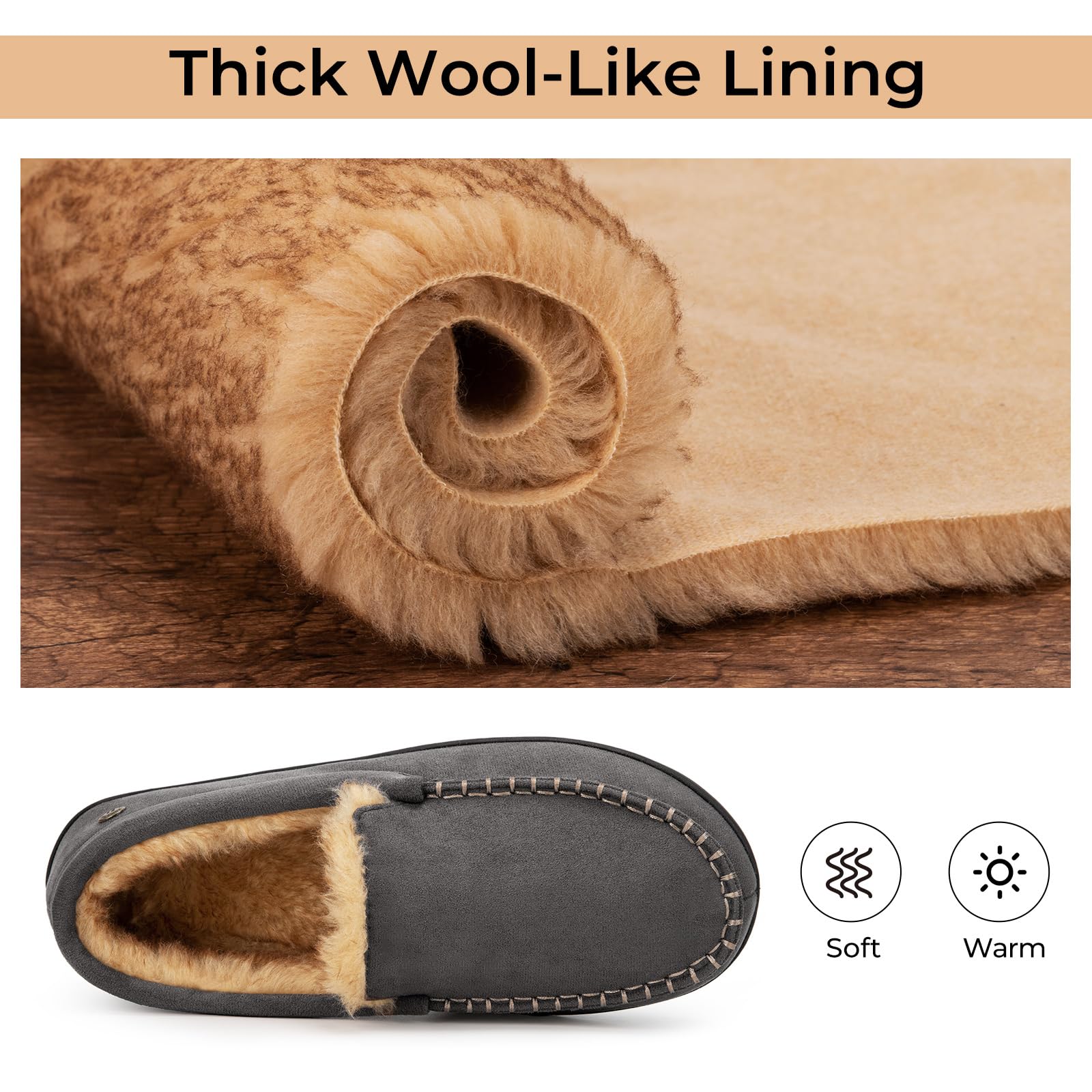 HomeTop Men's Classic Memory Foam Moccasin Slippers - Warm & Comfortable Microsuede House Shoes for Indoor & Outdoor Use - Perfect for Lounging, Running Errands, and Cold Weather Comfort