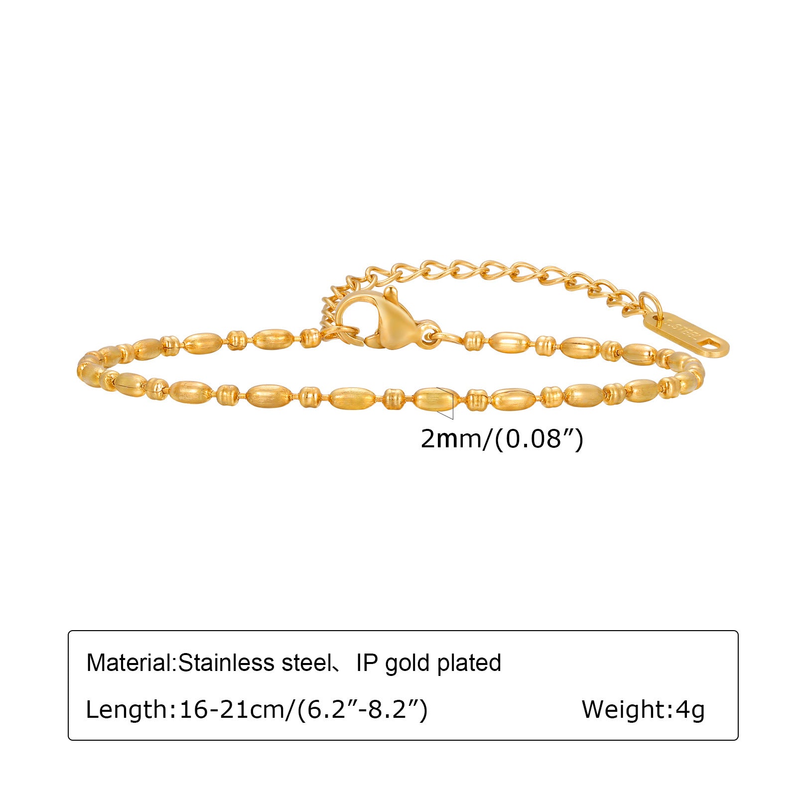 18K Gold Plated Minimalist Rice Beads Necklace & Bracelet Set - Elegant Jewelry Gift for Women | Perfect for Weddings, Parties & Everyday Wear (JDN982)
