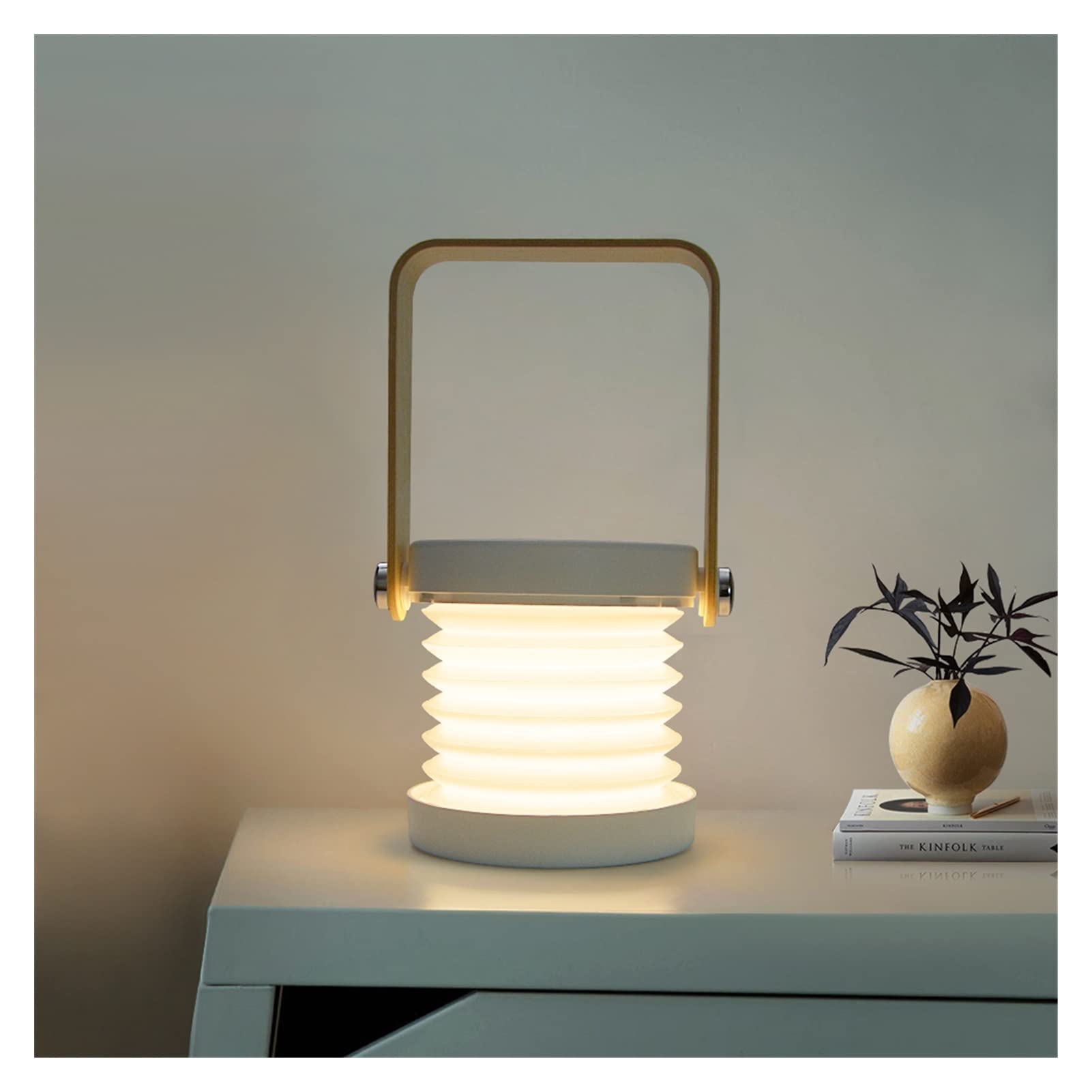 Foldable LED Table Lamp with USB Rechargeable Battery & Touch Dimmer - Portable Bedside Reading Light, Desk Lamp for Home Office, Farmhouse Decor (Gray, Warm White) | Perfect for Night Reading, Camping & Emergency Lighting